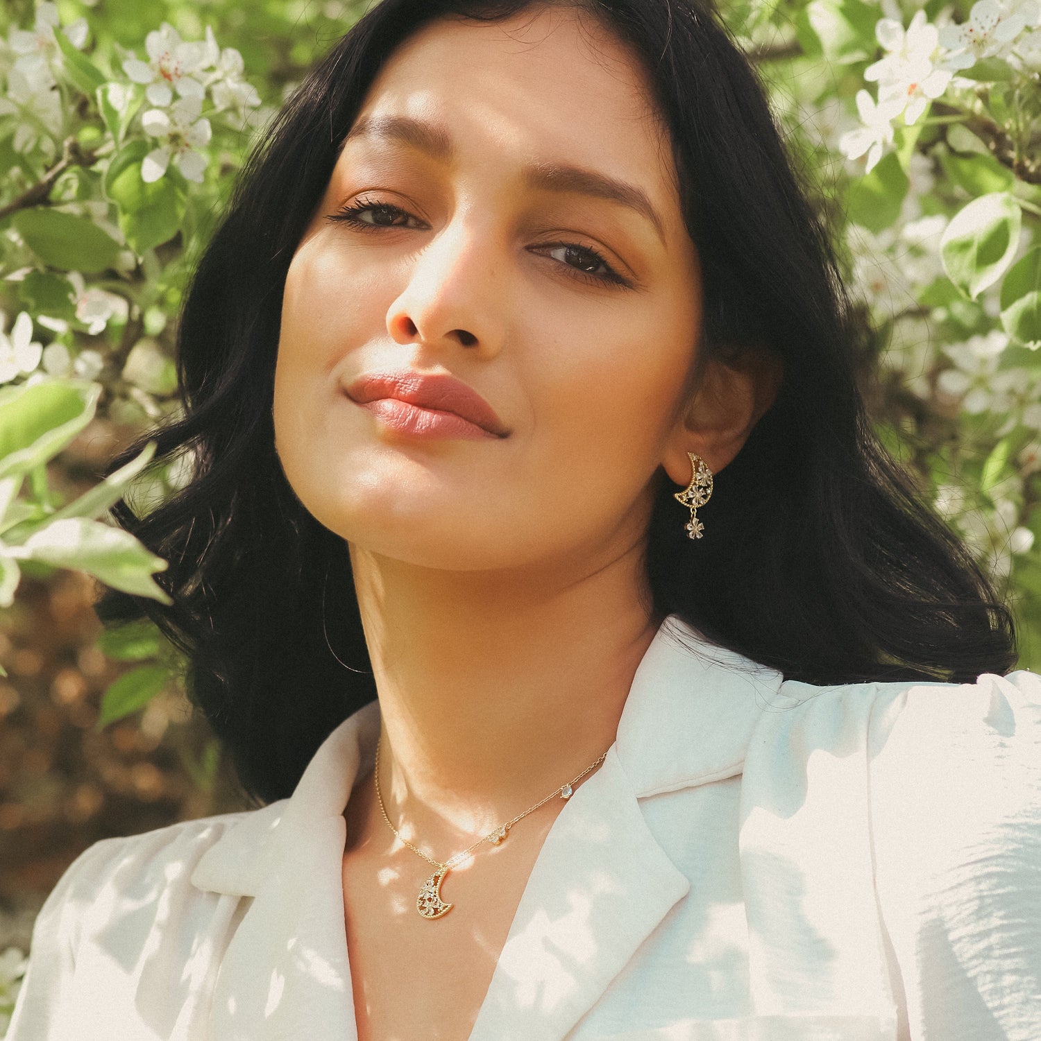 Posie Flower Moon Earrings | 18k Gold Plated