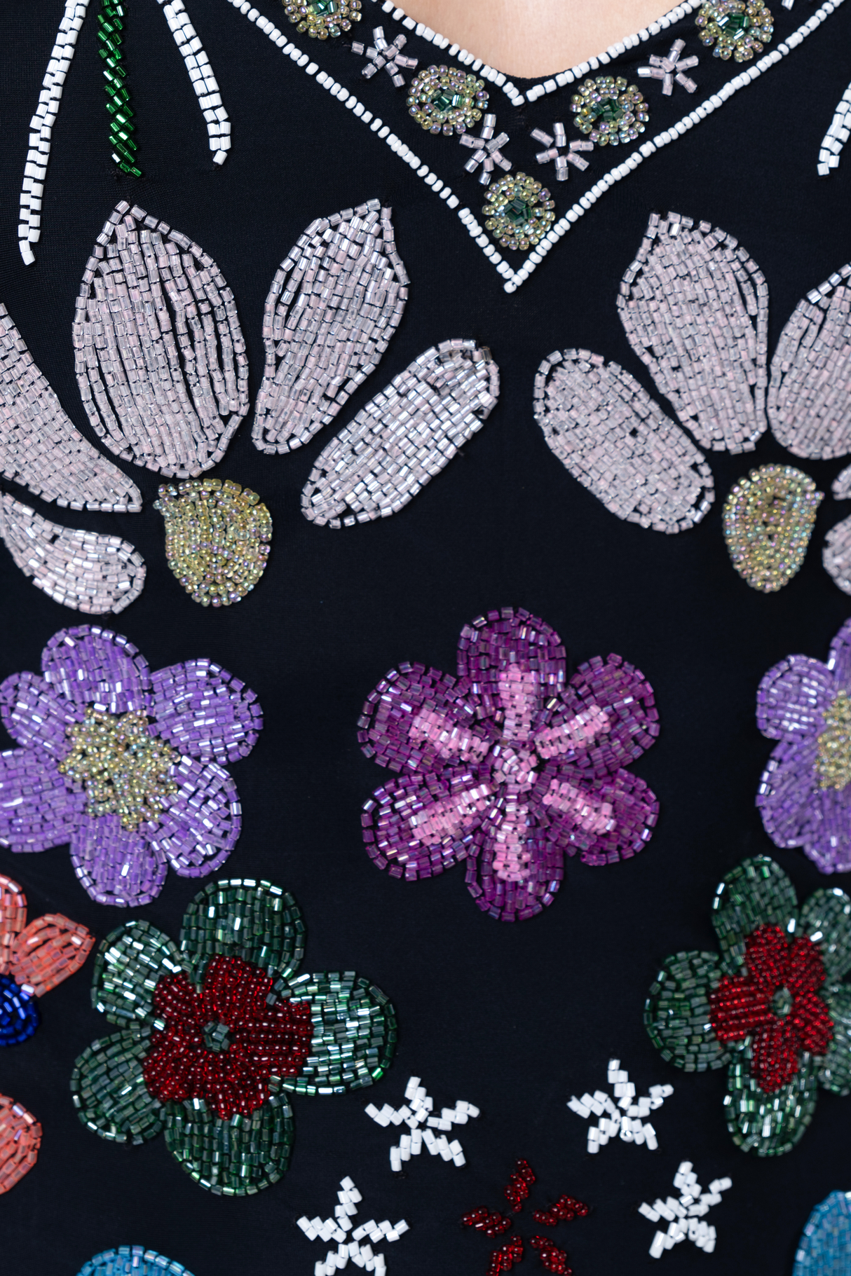 Flower Hand-Beaded Embellished One-Piece Swimsuit