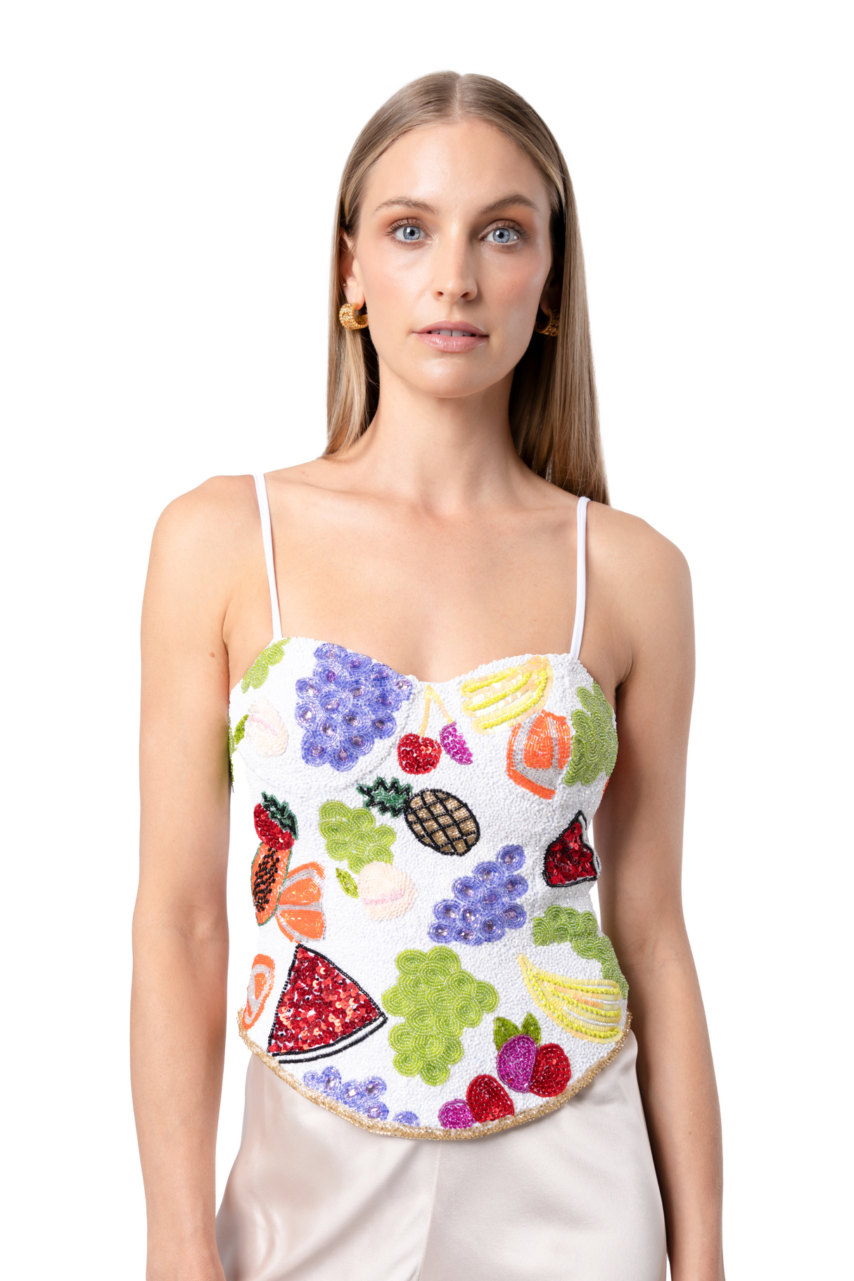 Fruit Hand-Beaded Embellished Corset Top
