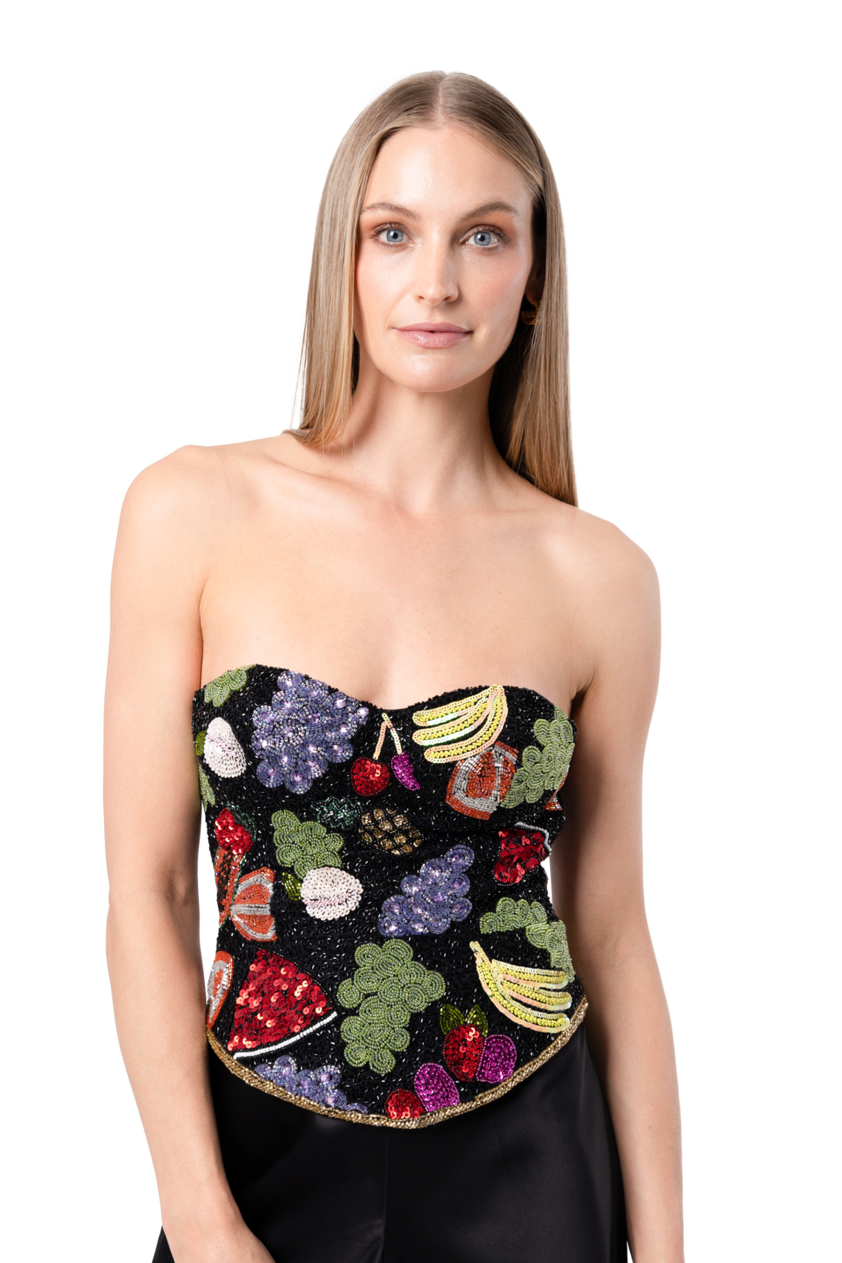 Fruit Hand-Beaded Embellished Corset Top