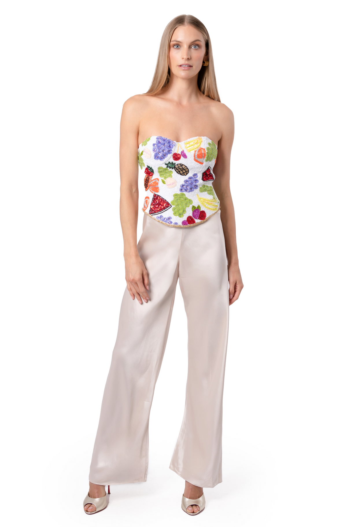 Fruit Hand-Beaded Embellished Corset Top