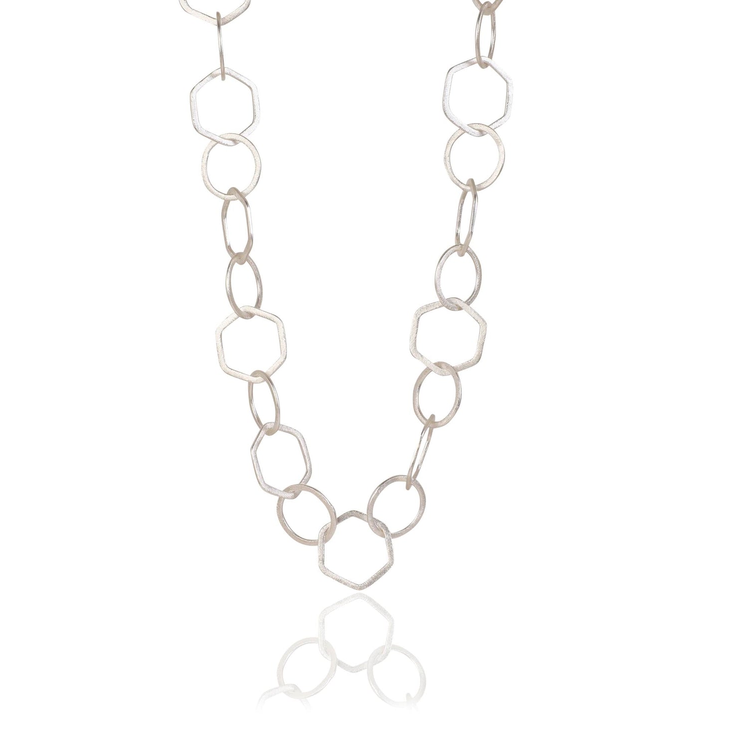 Hexagonal Loop Chain Silver 22"(56cm)