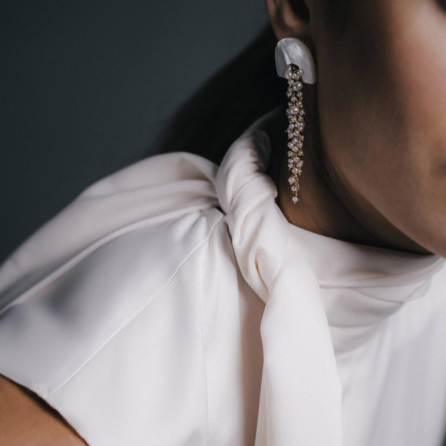 Hakuro Ivory Mother of Pearl and Pearl Long Drops