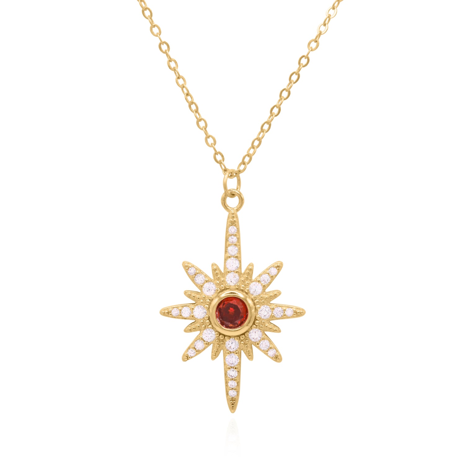 Heidi North Star Birthstone Necklace | 18K Gold Plated