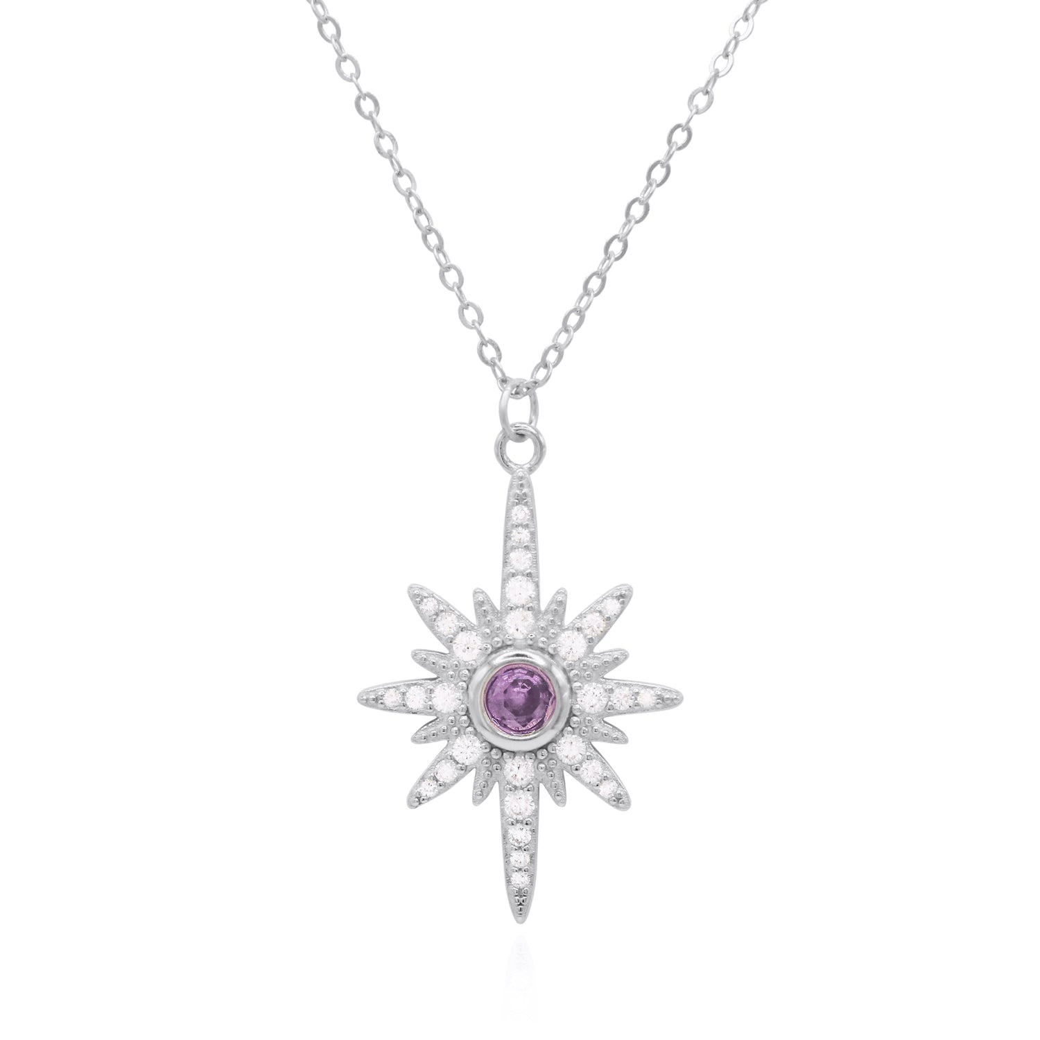 Heidi North Star Birthstone Necklace | 925 Sterling Silver