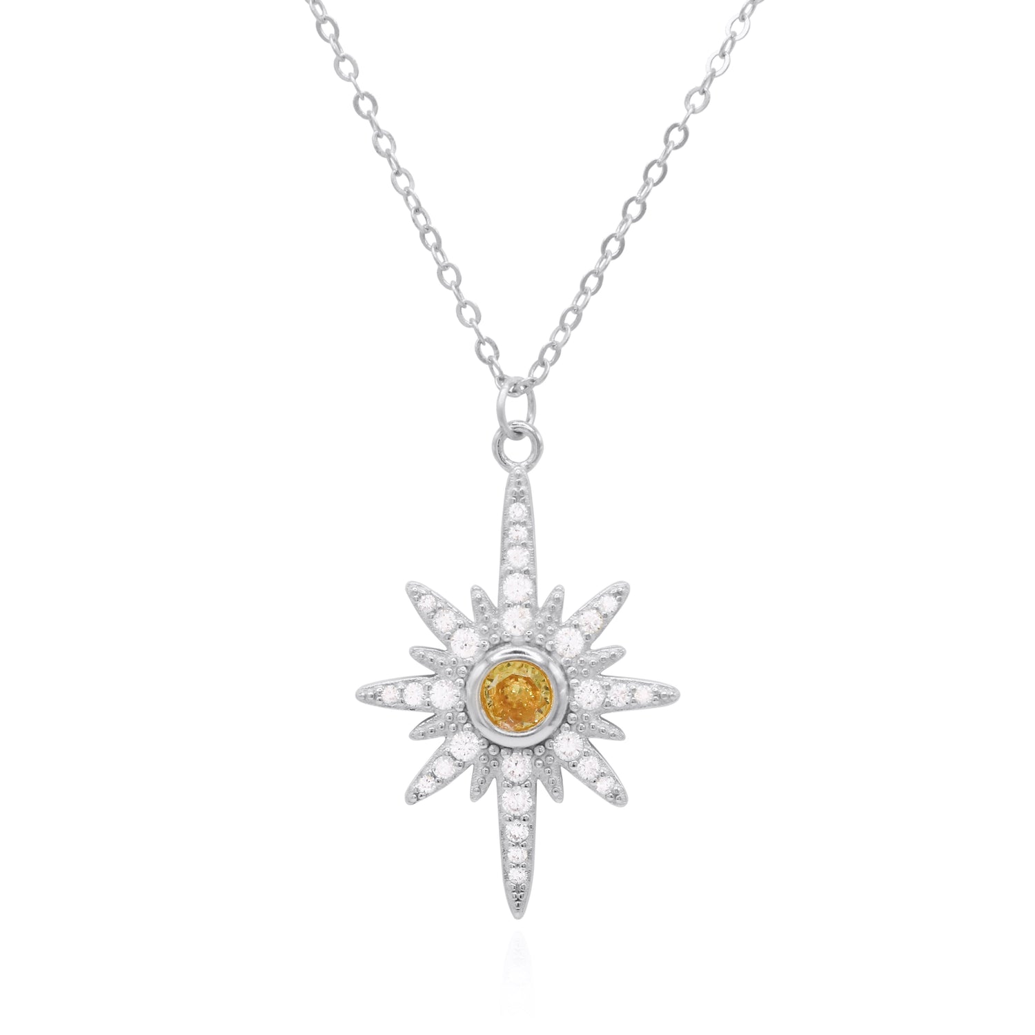 Heidi North Star Birthstone Necklace | 925 Sterling Silver