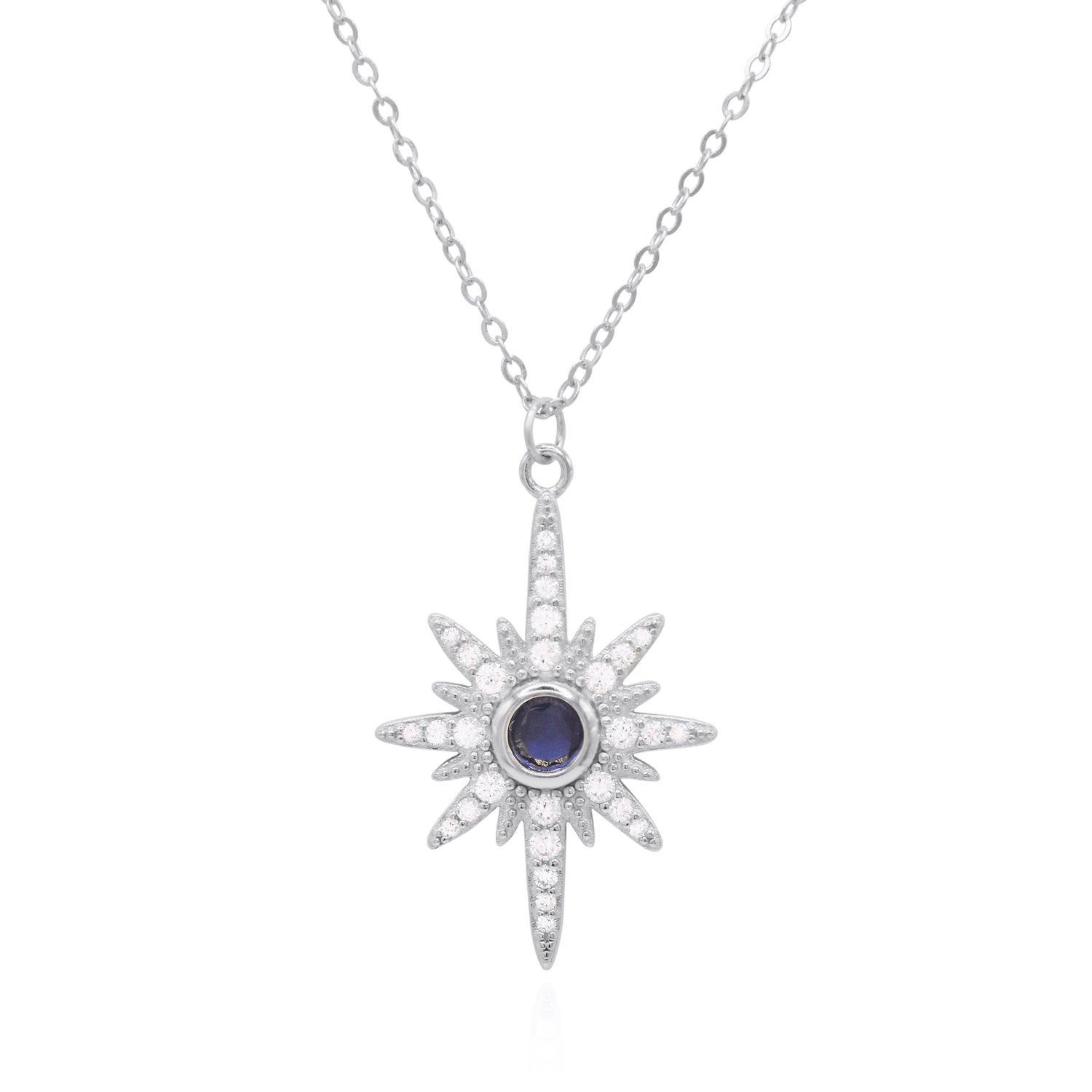 Heidi North Star Birthstone Necklace | 925 Sterling Silver