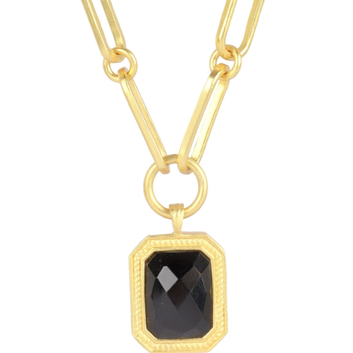 Paperclip Chain Rectangular Black Crystal