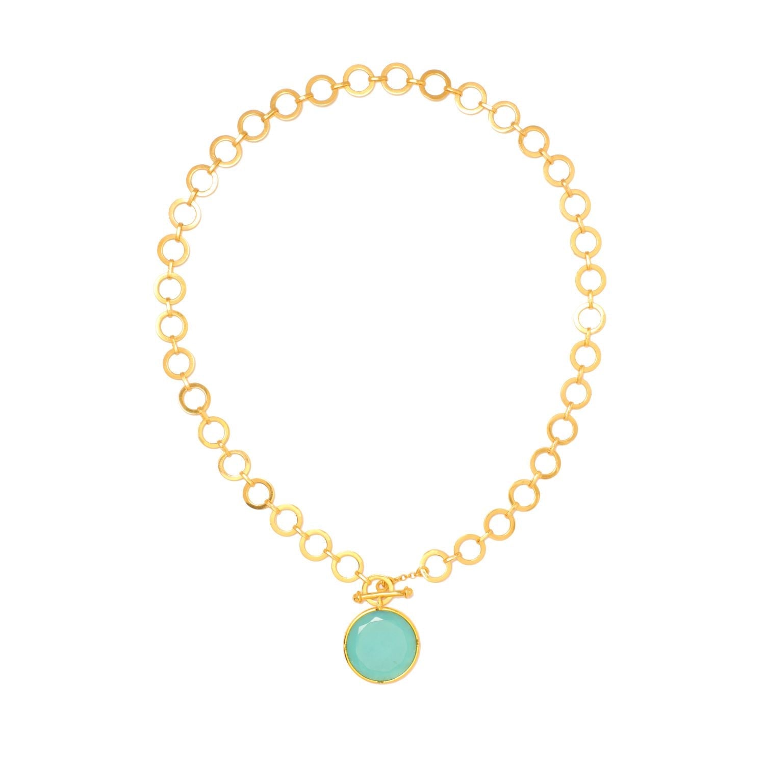 London Blue Crystal Pendant With Loop Chain & T-Lock
