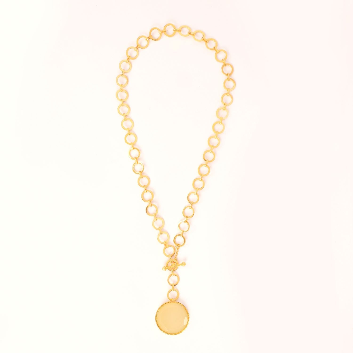 Sparkling White Crystal Pendant With Loop Chain & T Lock