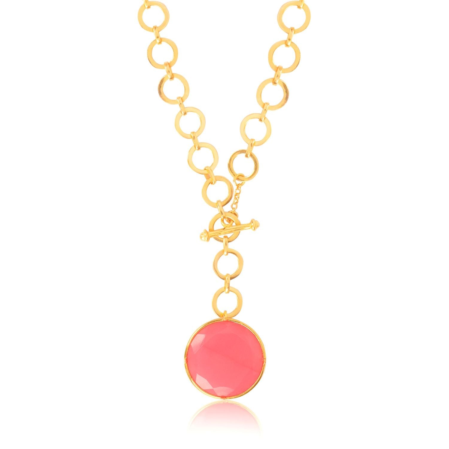Blushing  Pink Crystal With Loop Chain & T Lock