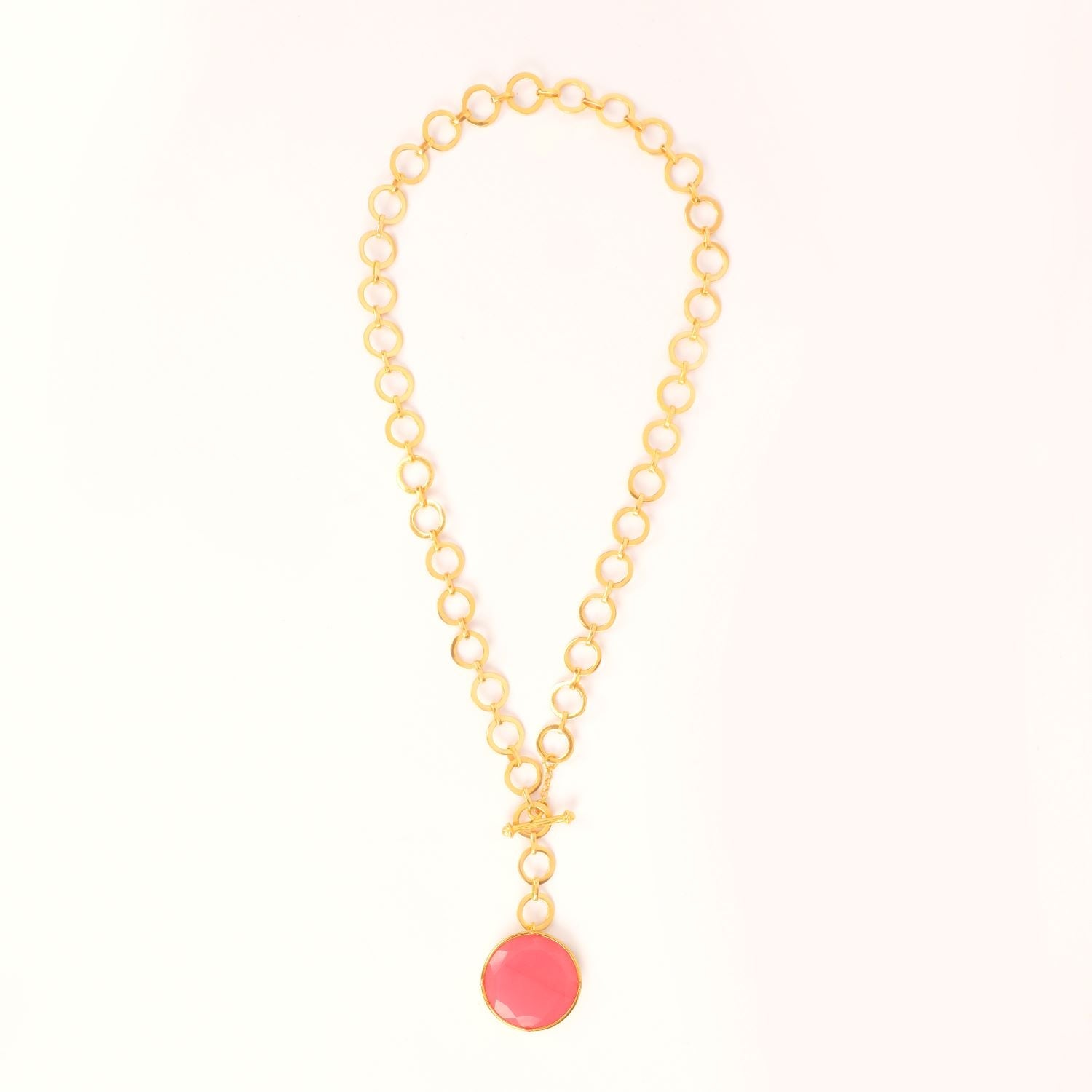 Blushing  Pink Crystal With Loop Chain & T Lock