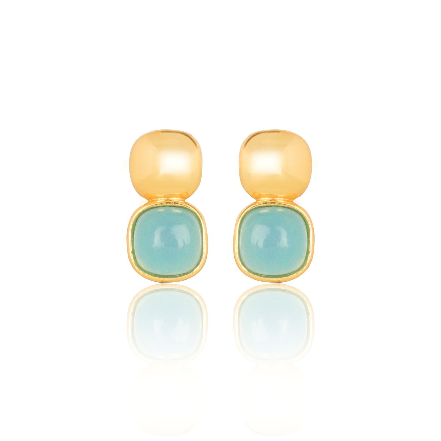 Glossy Gold & London Blue Crystal Stud