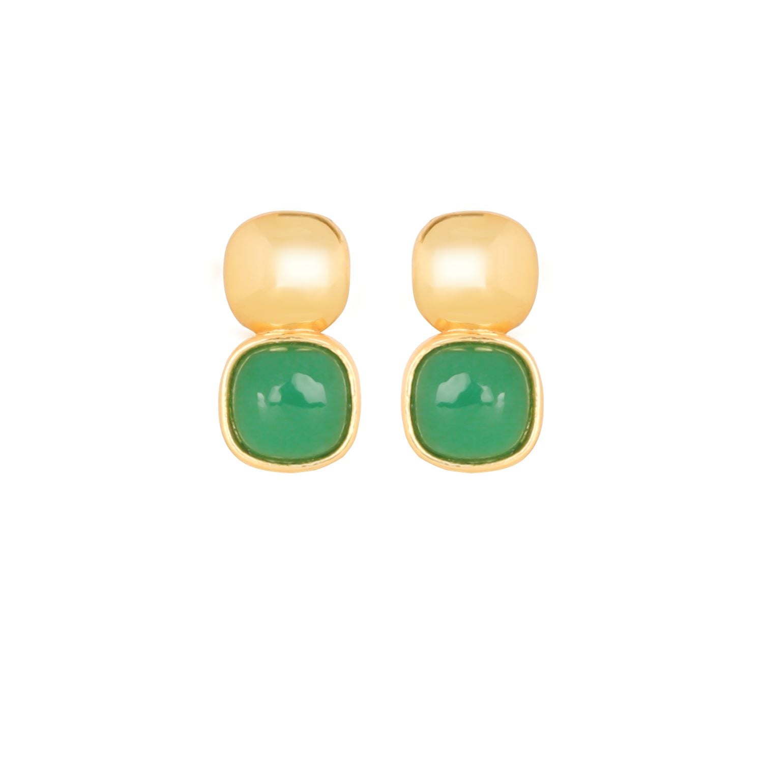 Glossy Gold & Emerald Green Crystal Stud