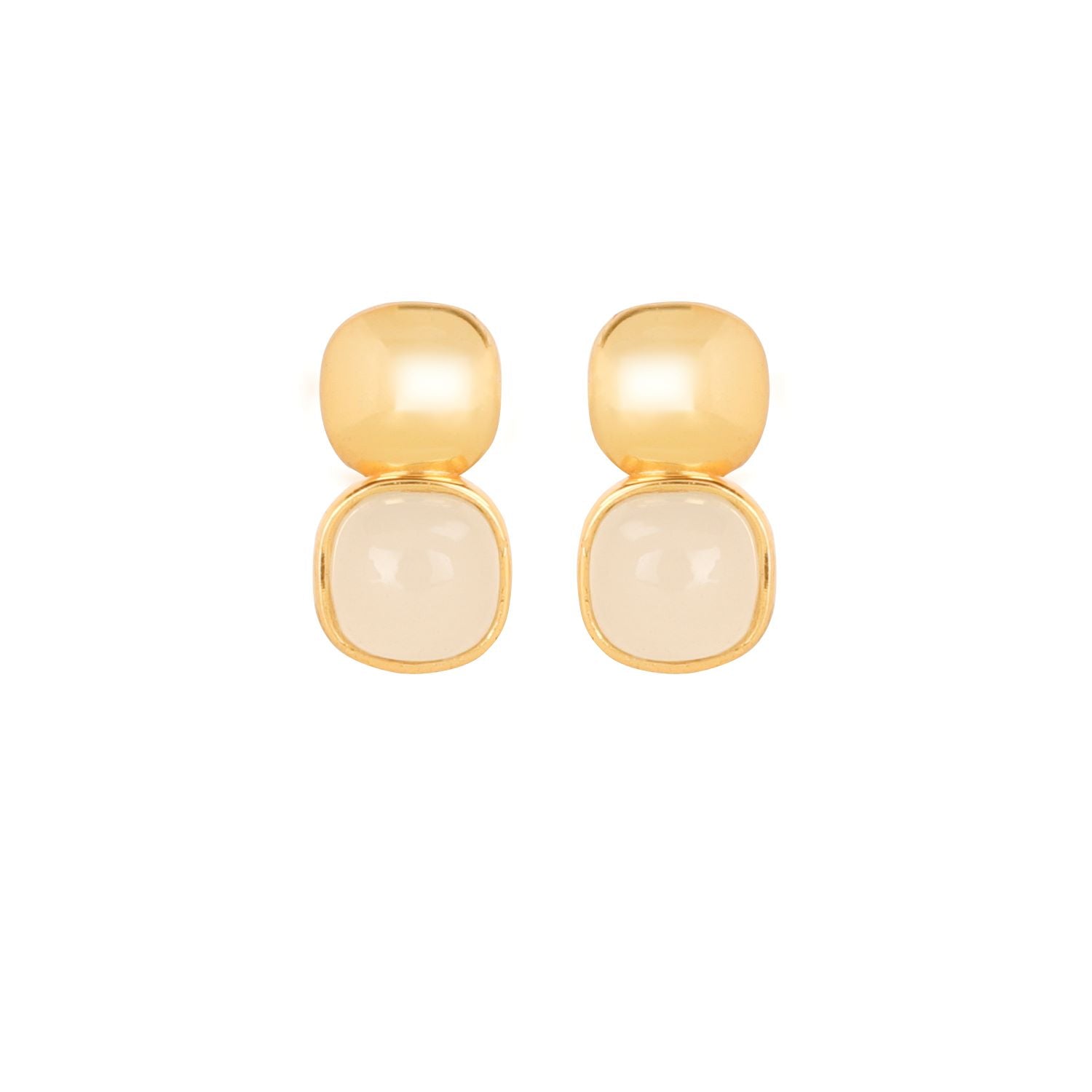 Glossy Gold & Sparkling White Crystal Stud