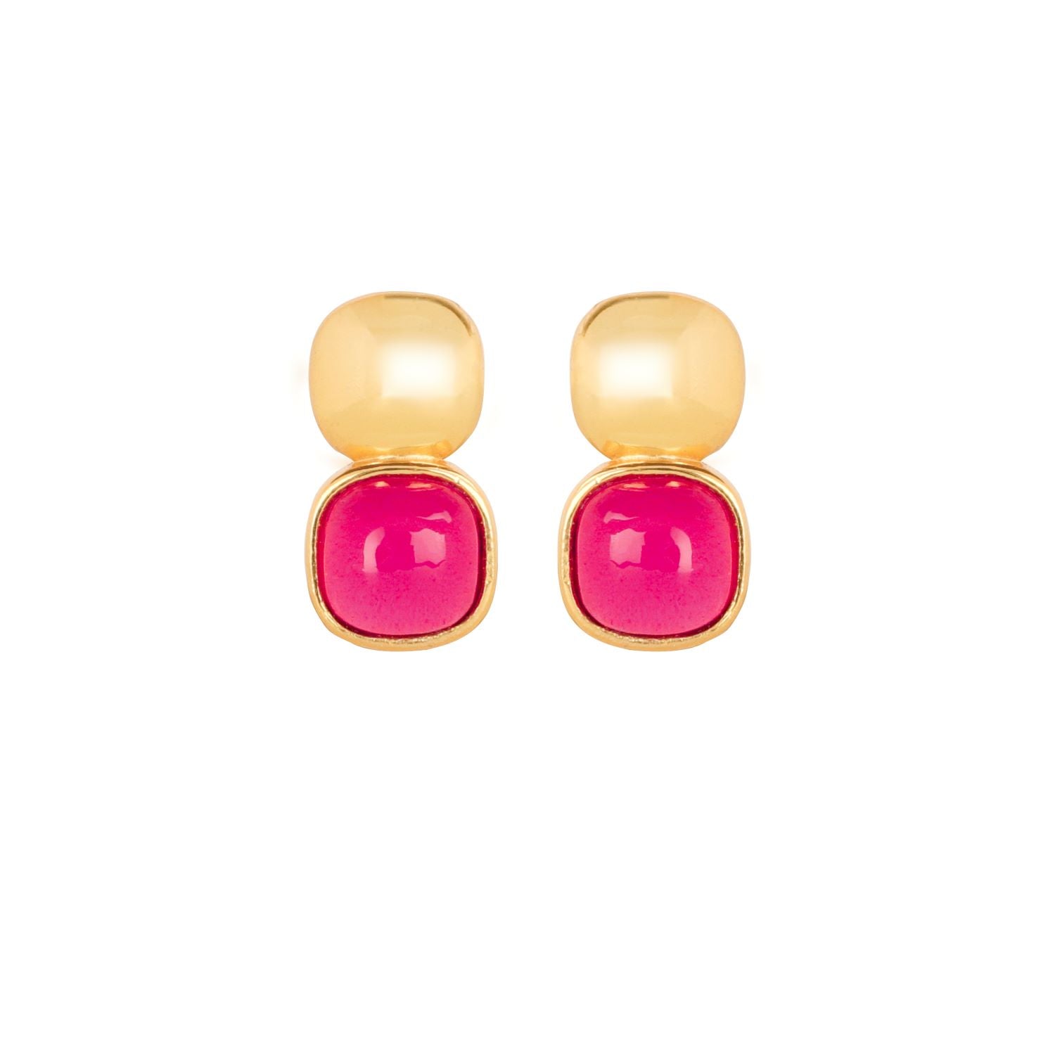 Glossy Gold & Dazzling Ruby Red Crystal Stud