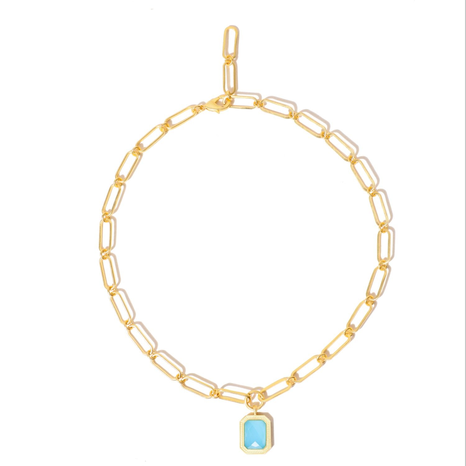Paperclip Chain Rectangular Bahamain Blue Crystal