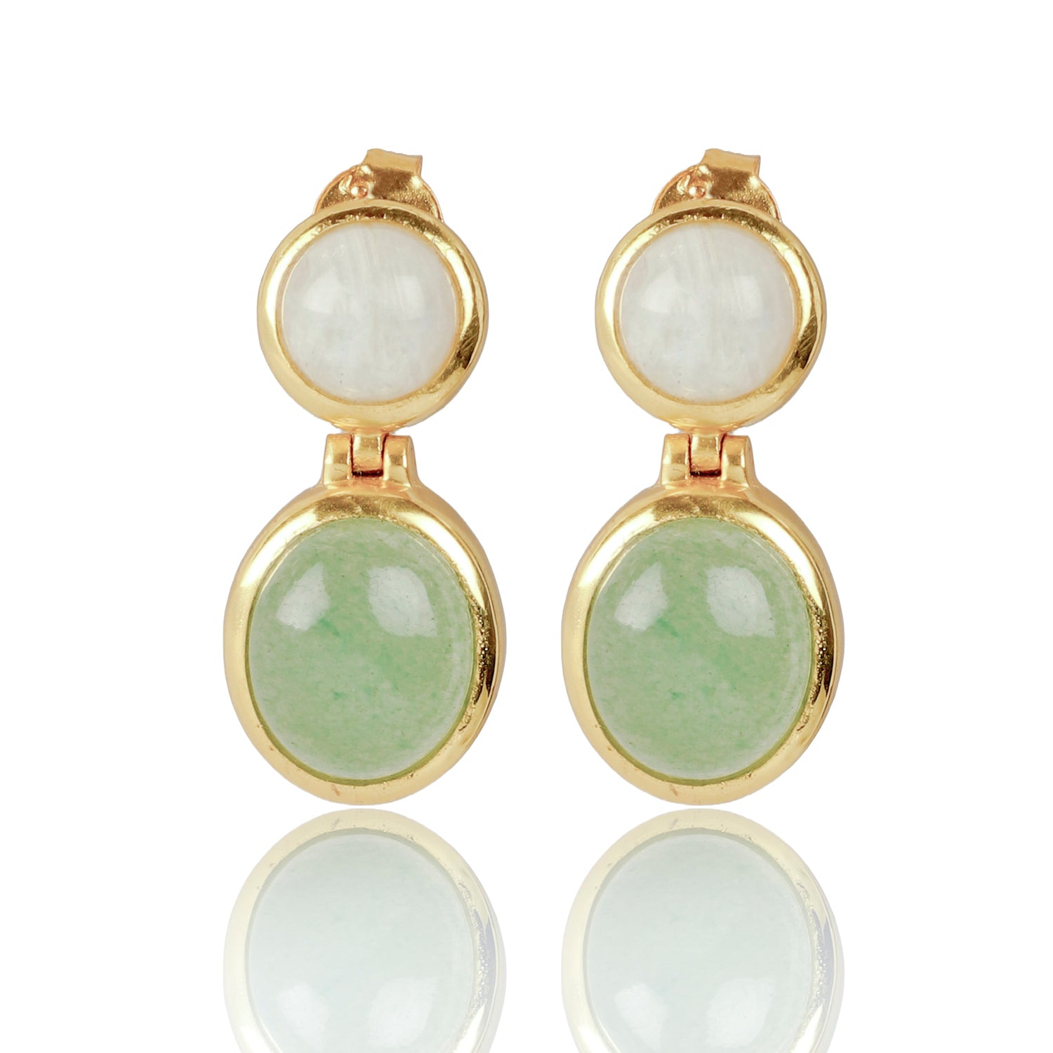 Green Aventurine and Moonstone Earrings.