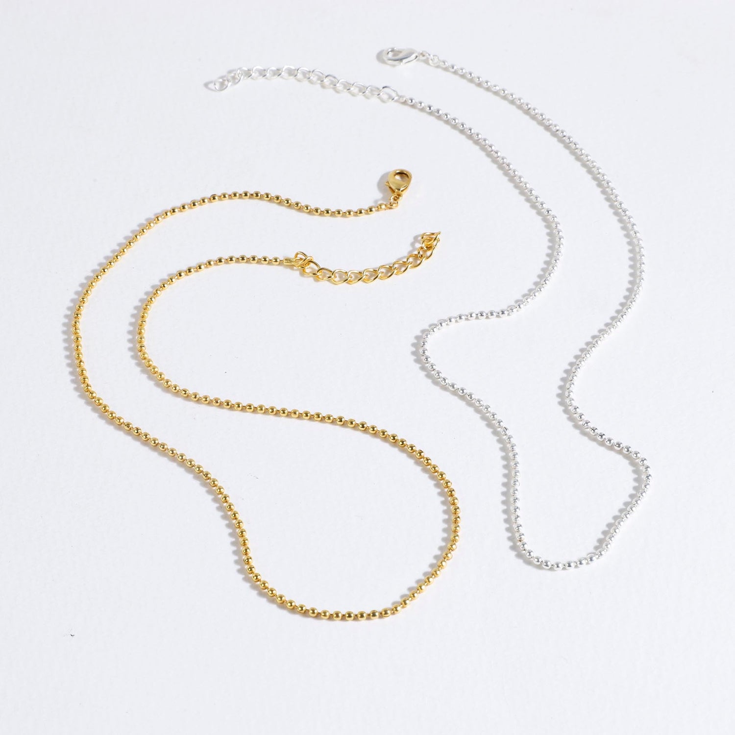 Beaded Chain Necklace Gold 17"