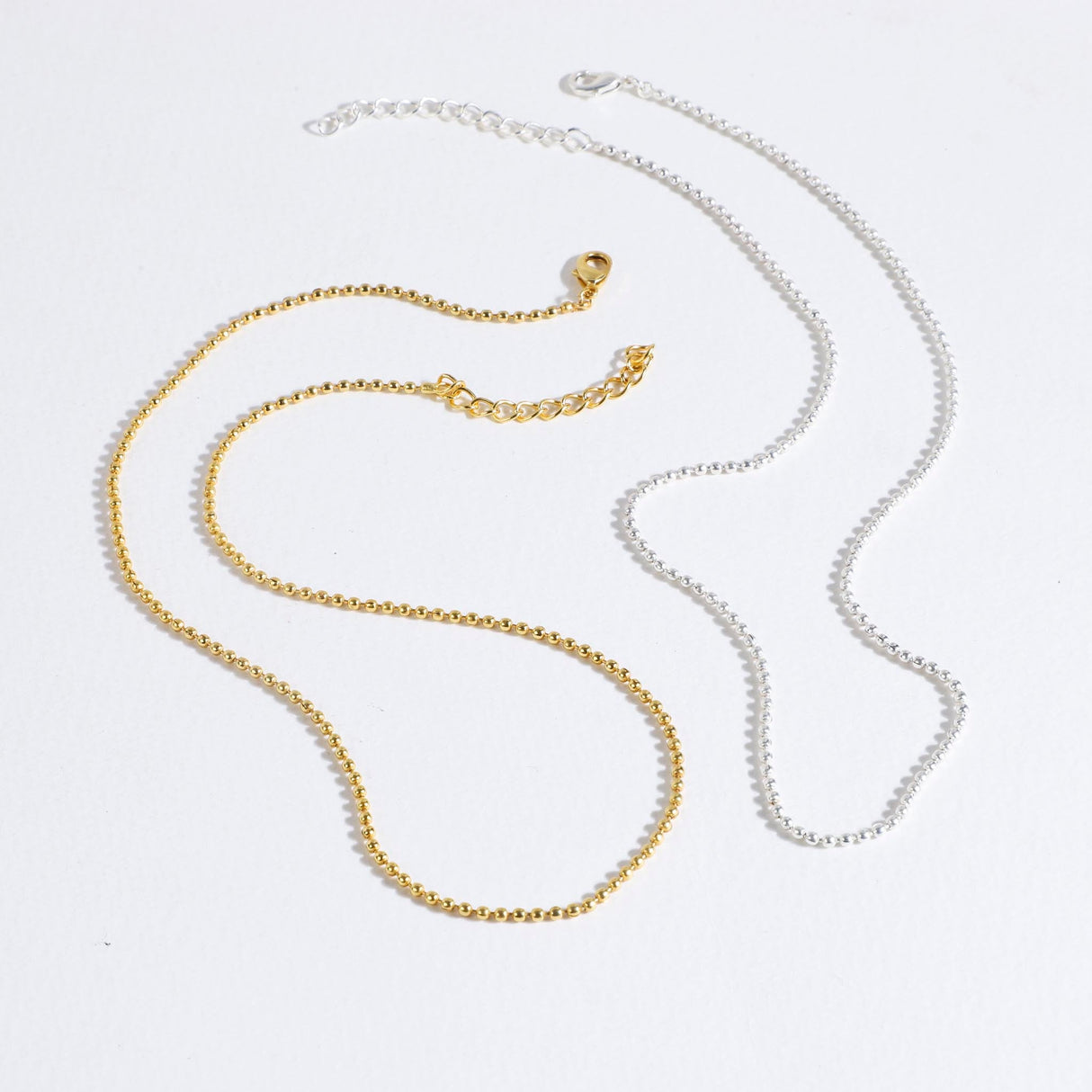 Beaded Chain Necklace Gold 17"