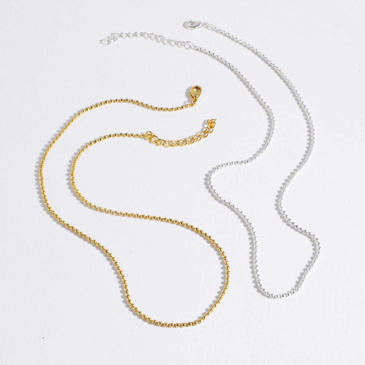 Beaded Chain Necklace Silver 17"