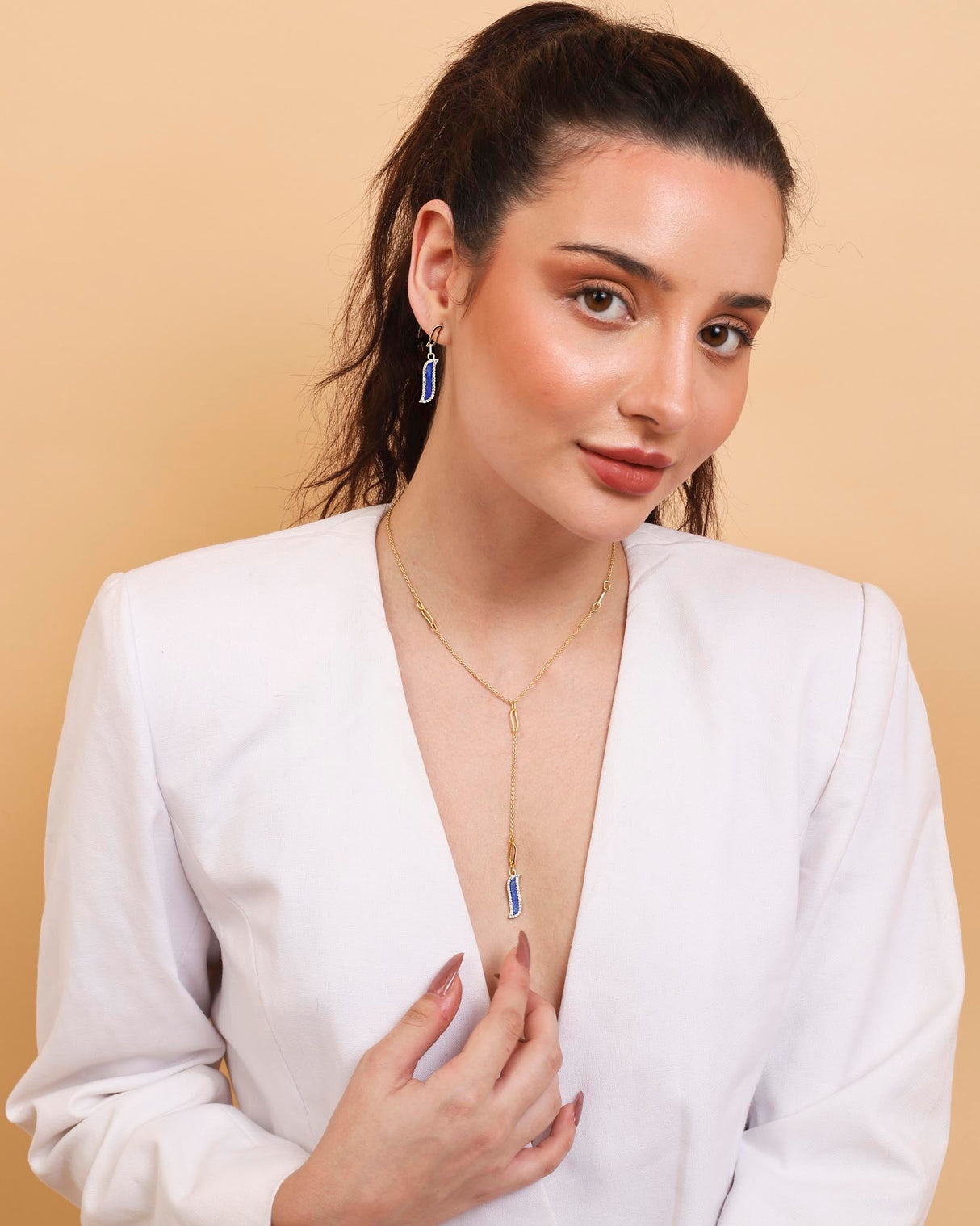 Lariat Necklace - Lapis Lazuli "Wave Symphony"