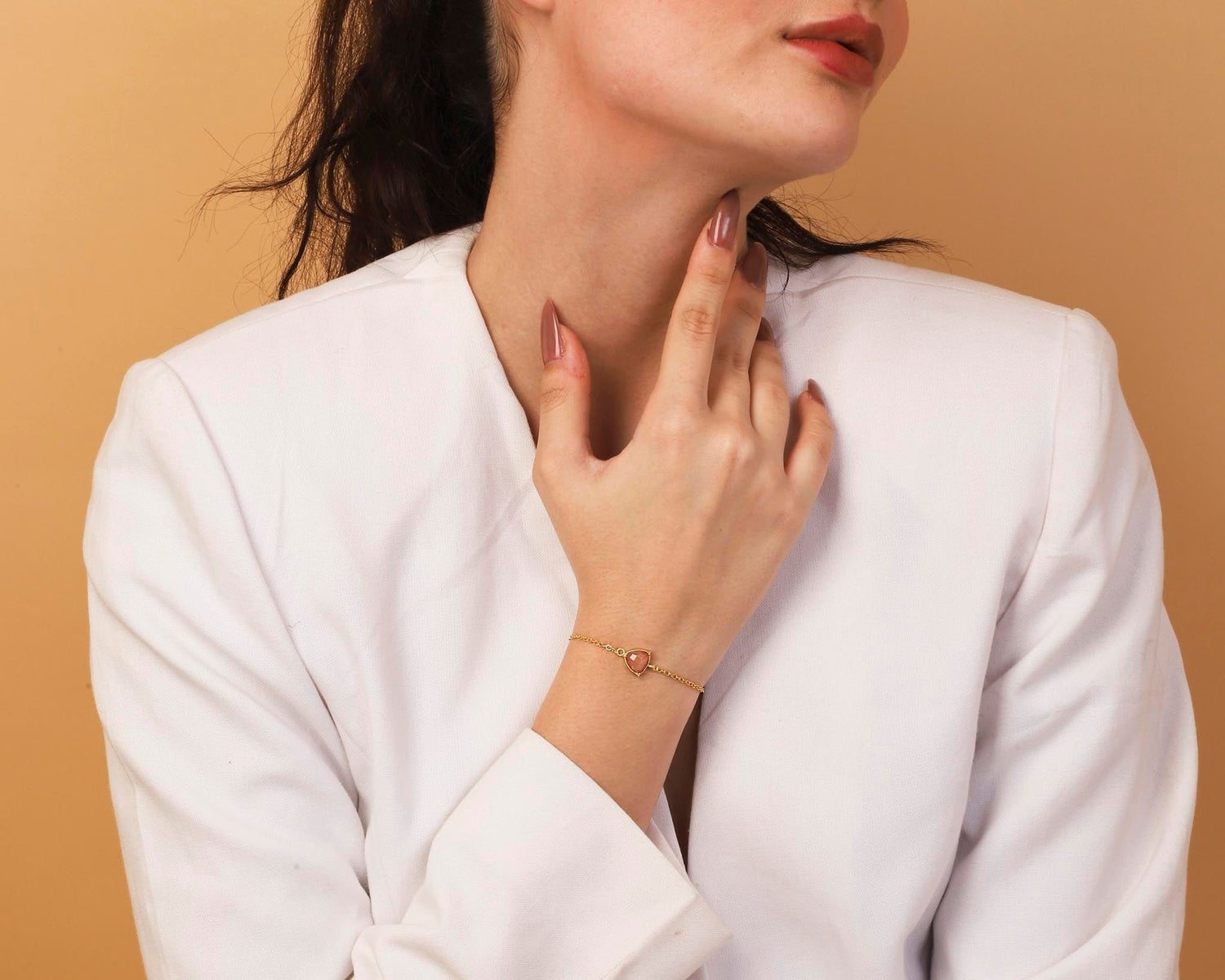 Peach MoonStone Bracelet "Stellar Elegance"