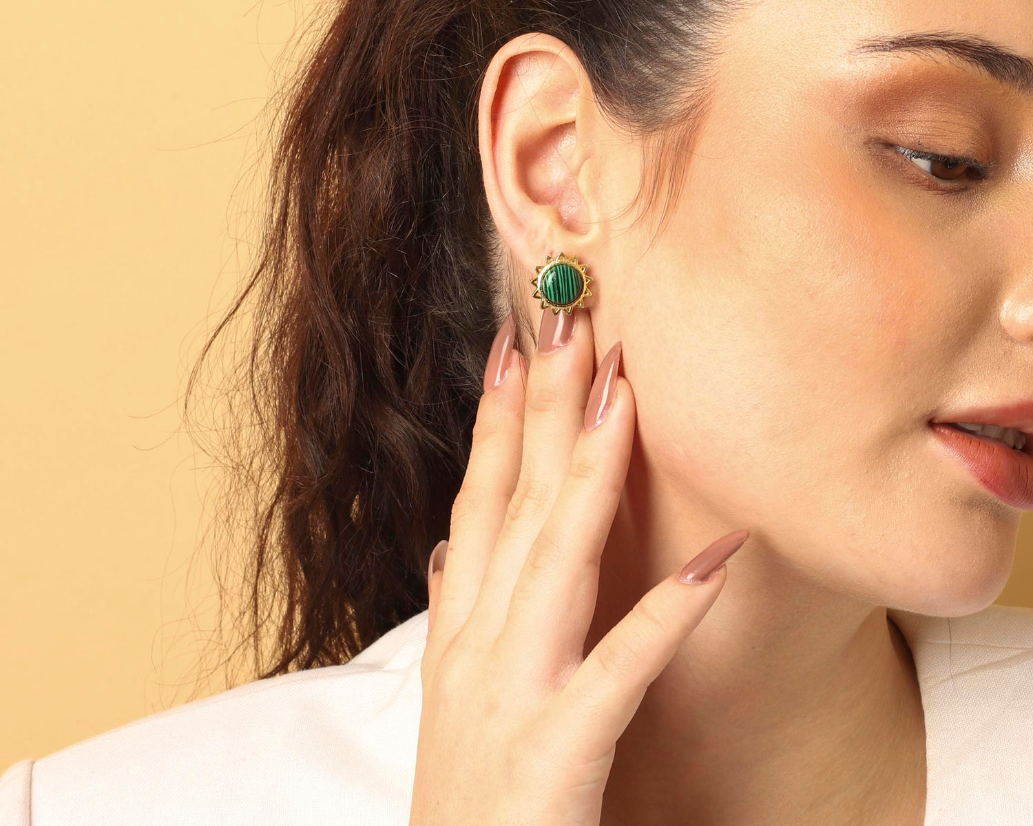 Malachite Stud Earrings"Stellar Elegance"