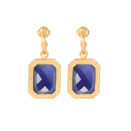 Rectangular Blue Sapphire Crystal Hoops