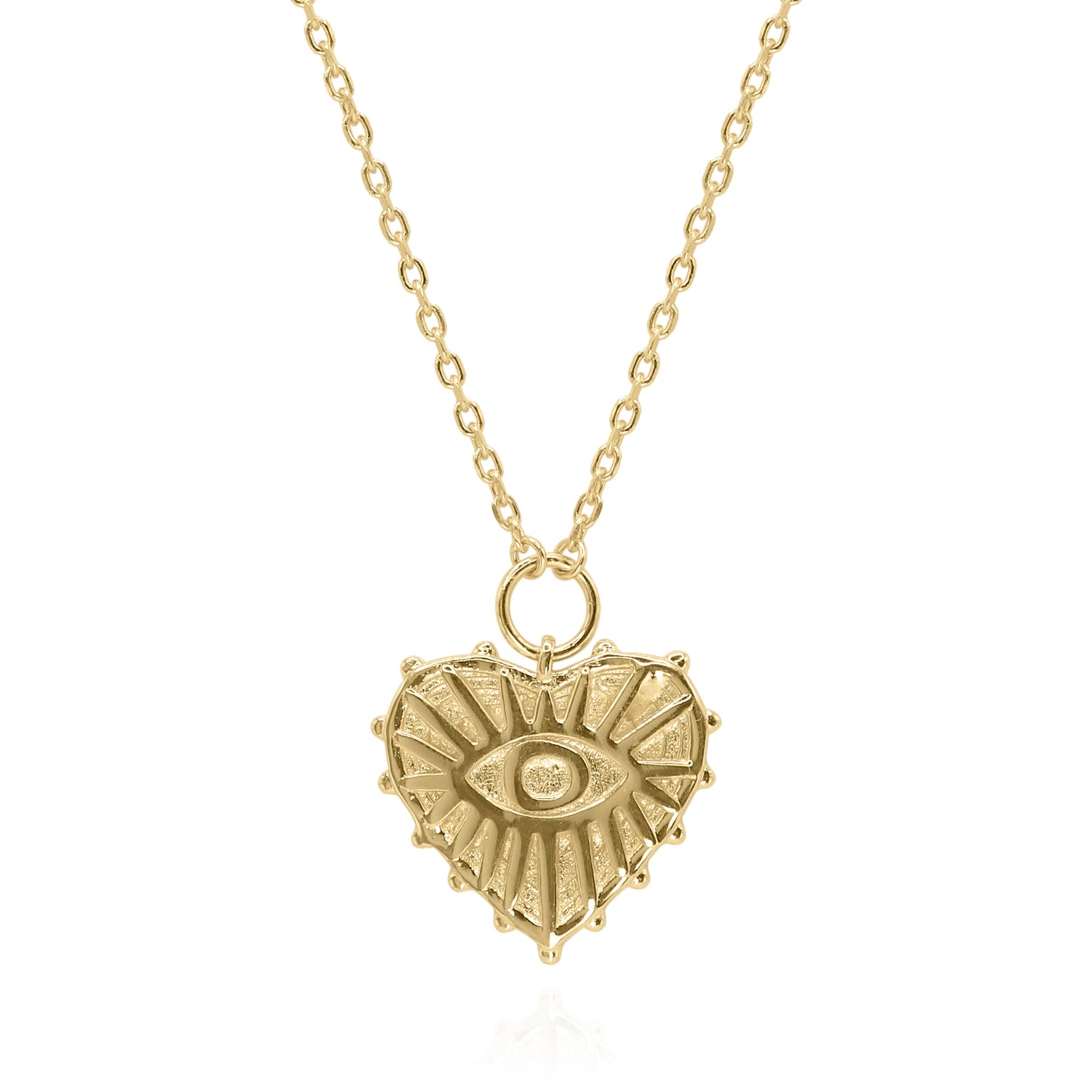 Ines Heart Eye Pendant Necklace | 18k Gold Plated