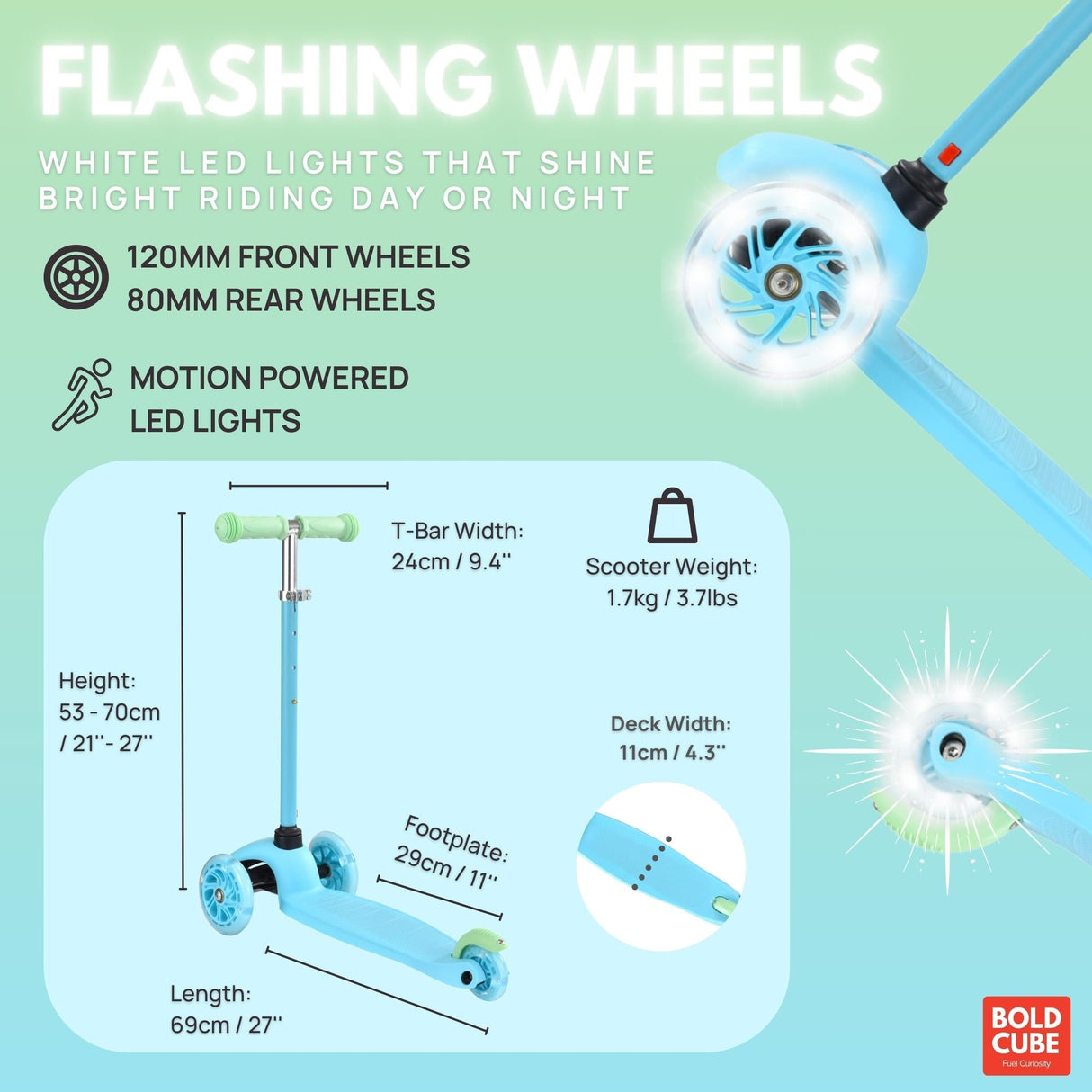 Blue & Green - Teeny 3 Wheel Scooter