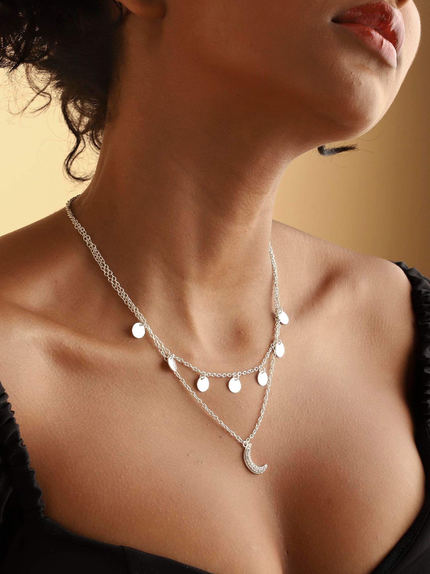 Star Gaze Double Layer Necklace Silver