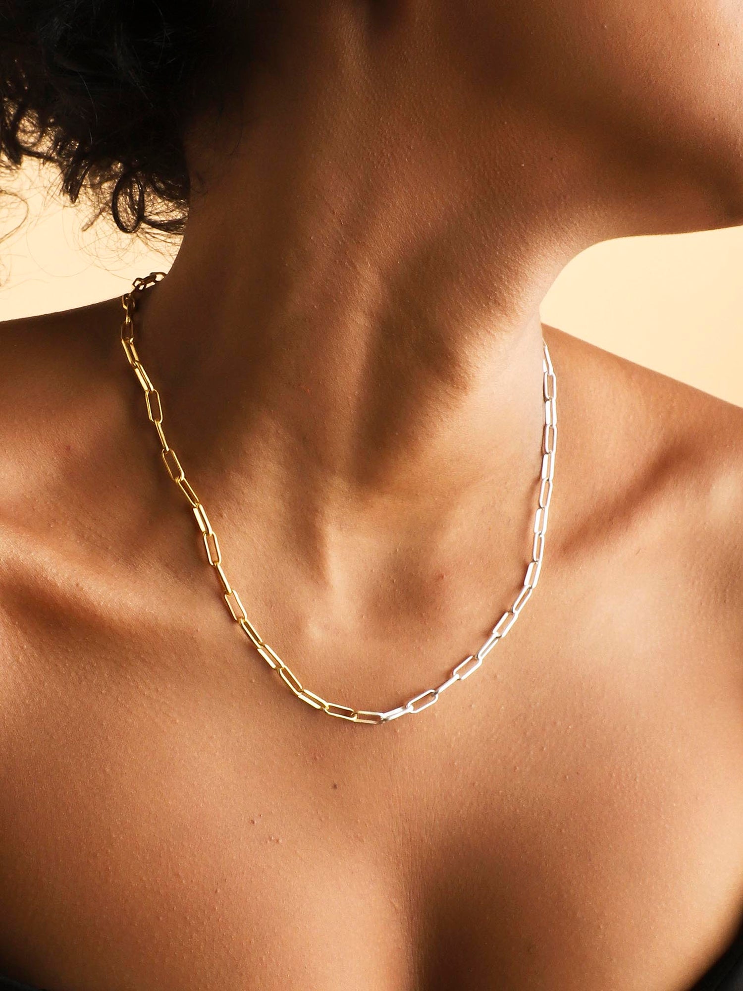 Dual Tone Mix Metal Paperclip Chain