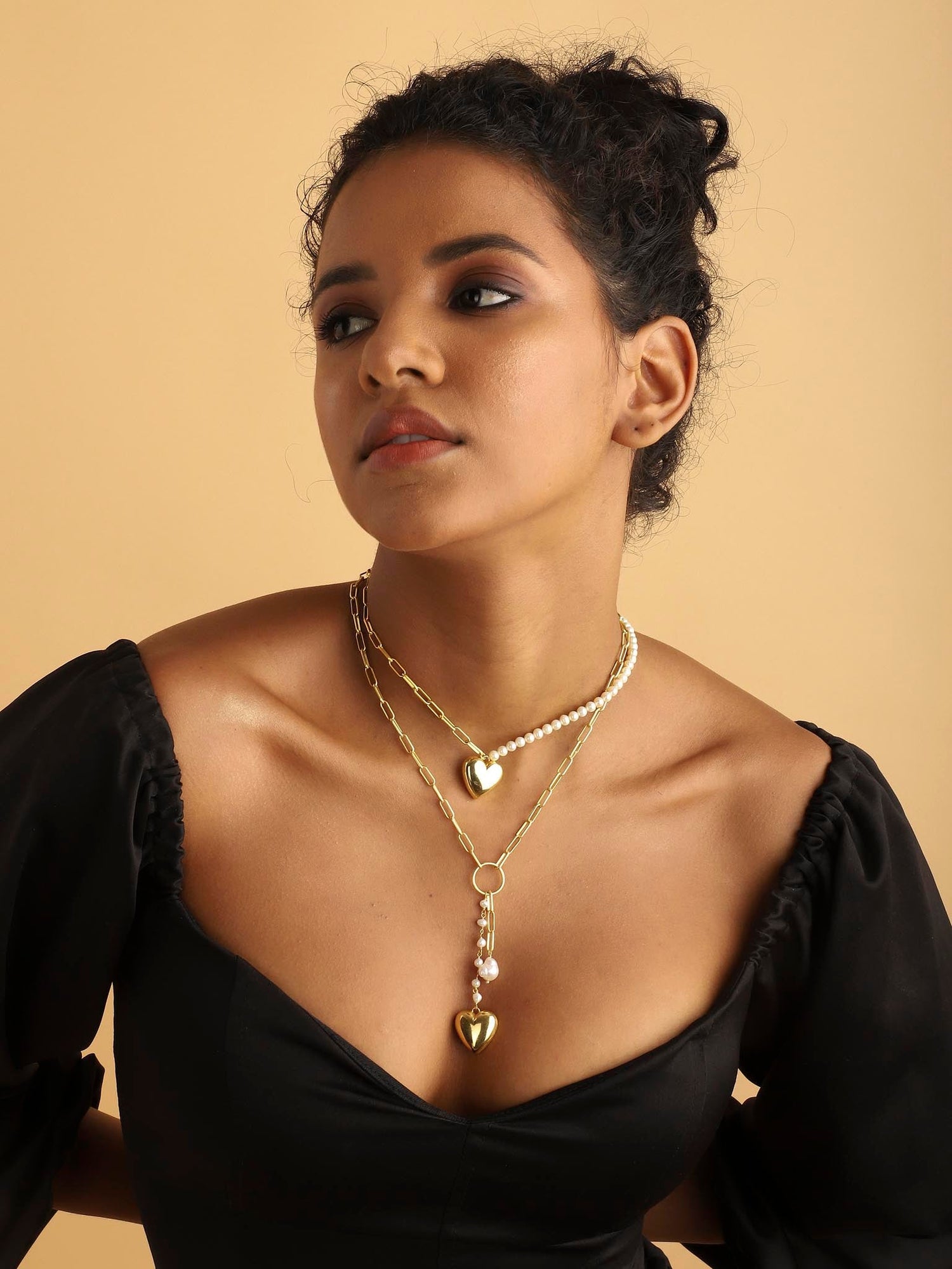 Pearl Heart  Drop Necklace