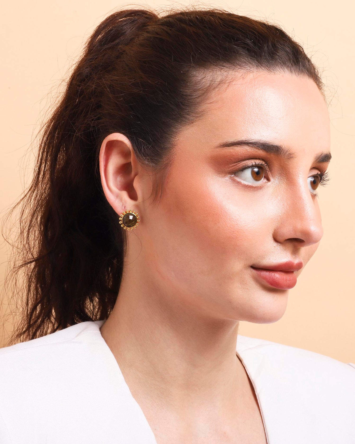 Tiger's Eye Stud Earrings "Stellar Elegance"
