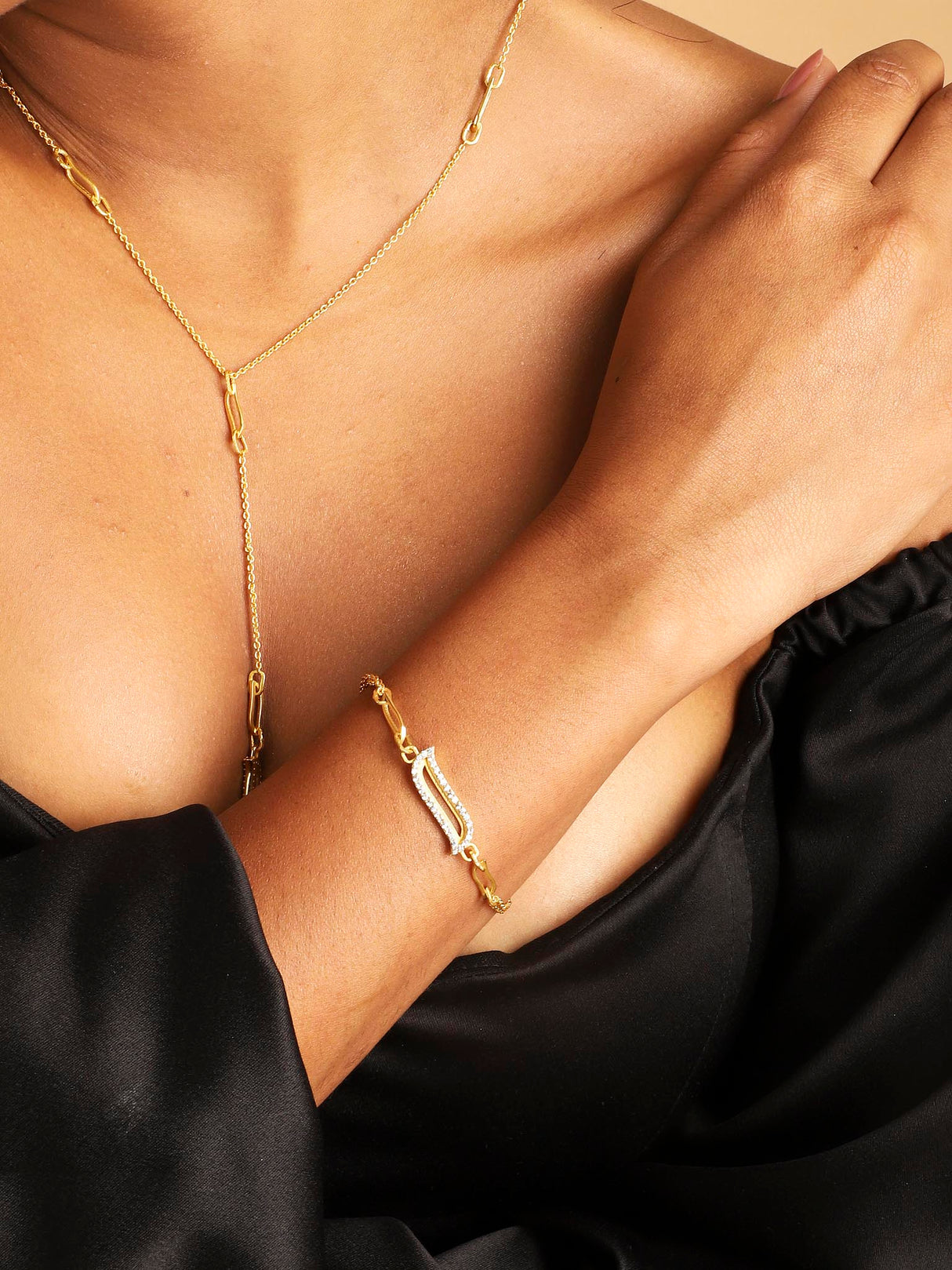 Double Chain Bracelet - Cubic Zicronia "Wave Symphony"