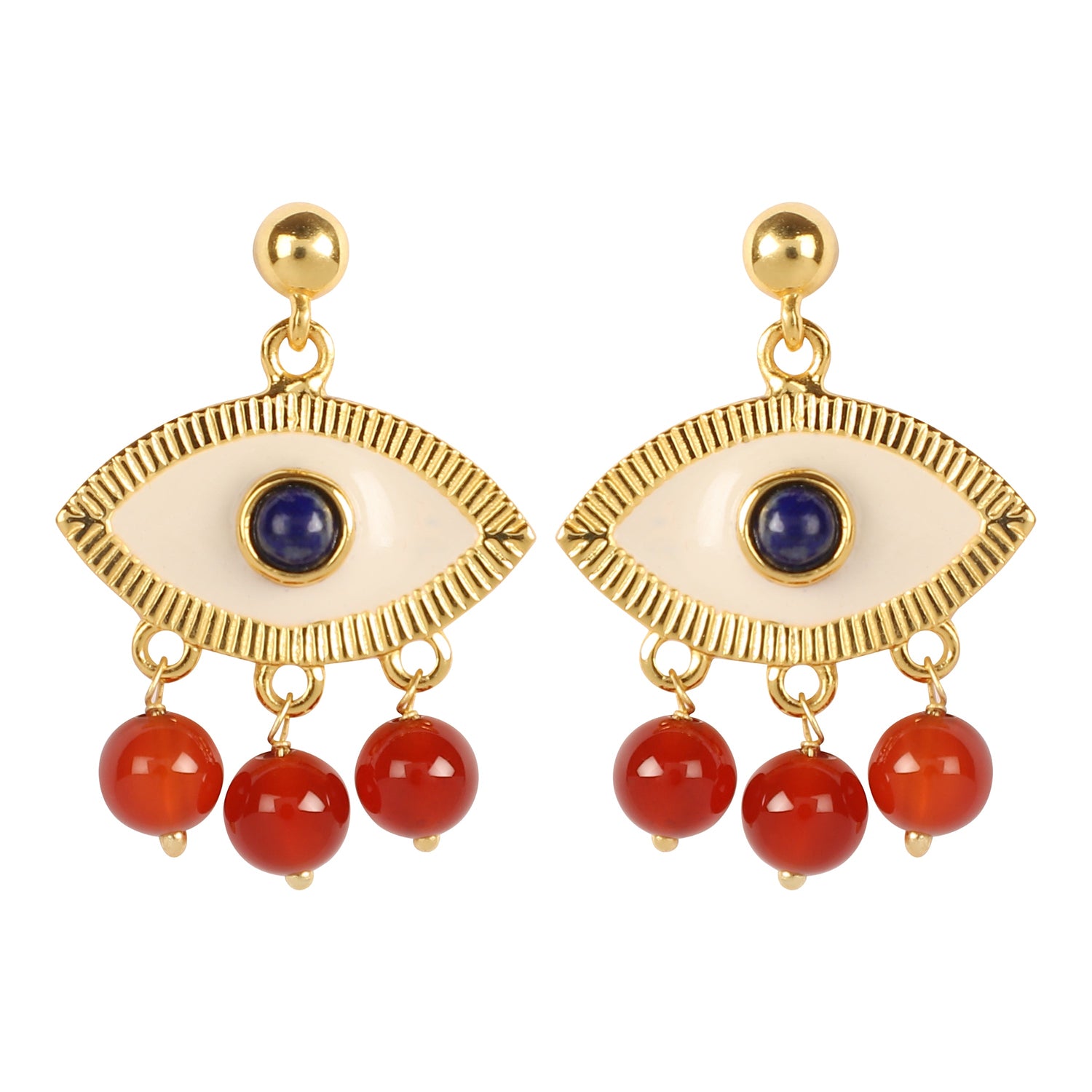 Evil Eye Earrings Red Carnelian