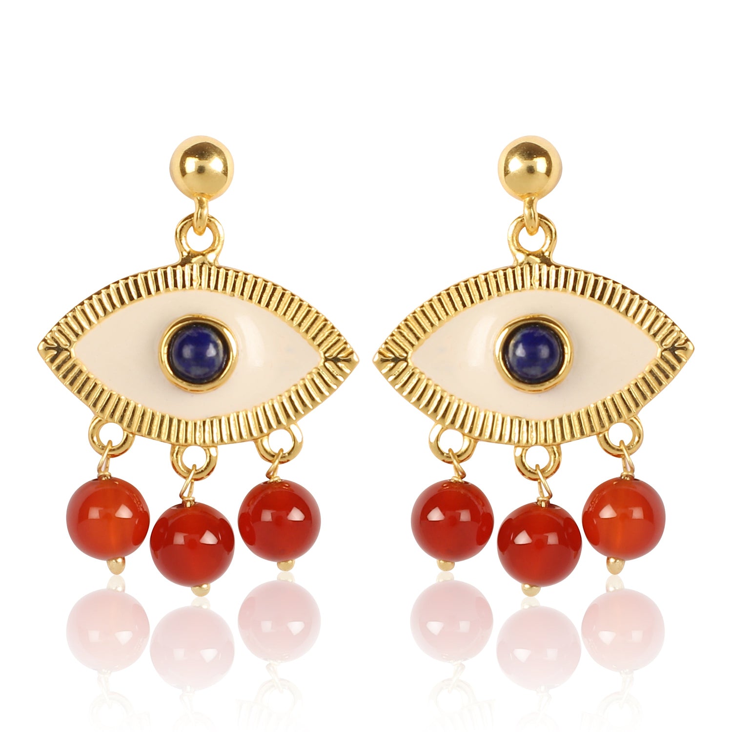 Evil Eye Earrings Red Carnelian