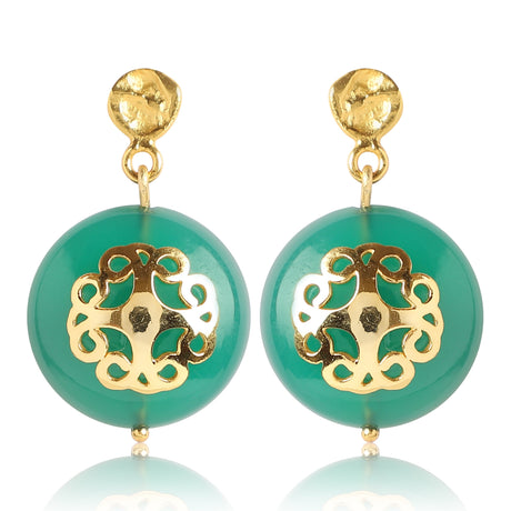 Green Onyx Earring With Filigree Melange