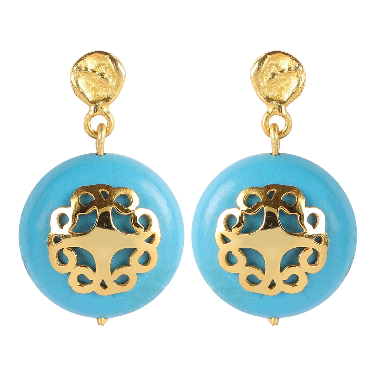 Turquoise Earring With Filigree Melange