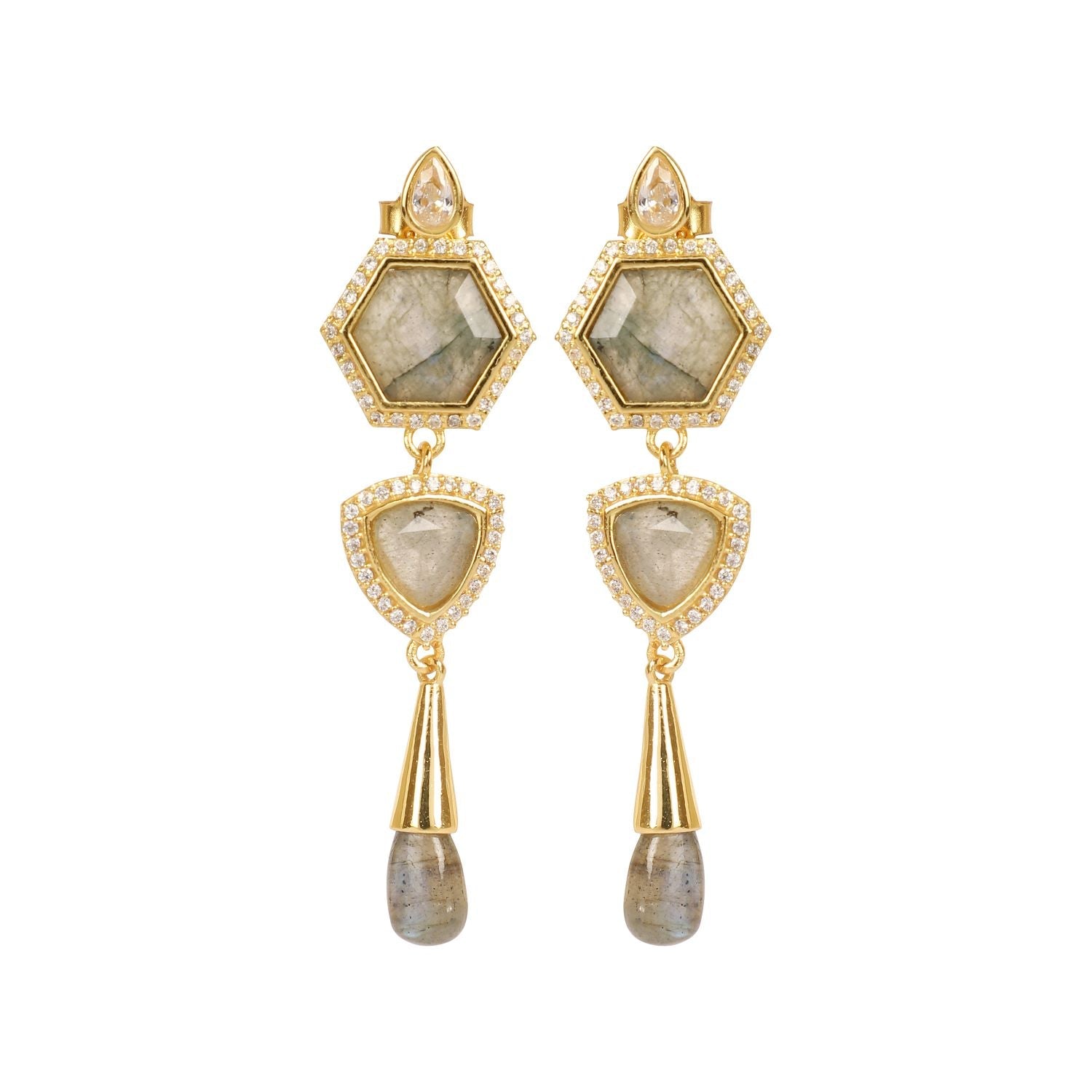 Timeless Radiance Labradorite CZ Earrings & Necklace Party Set