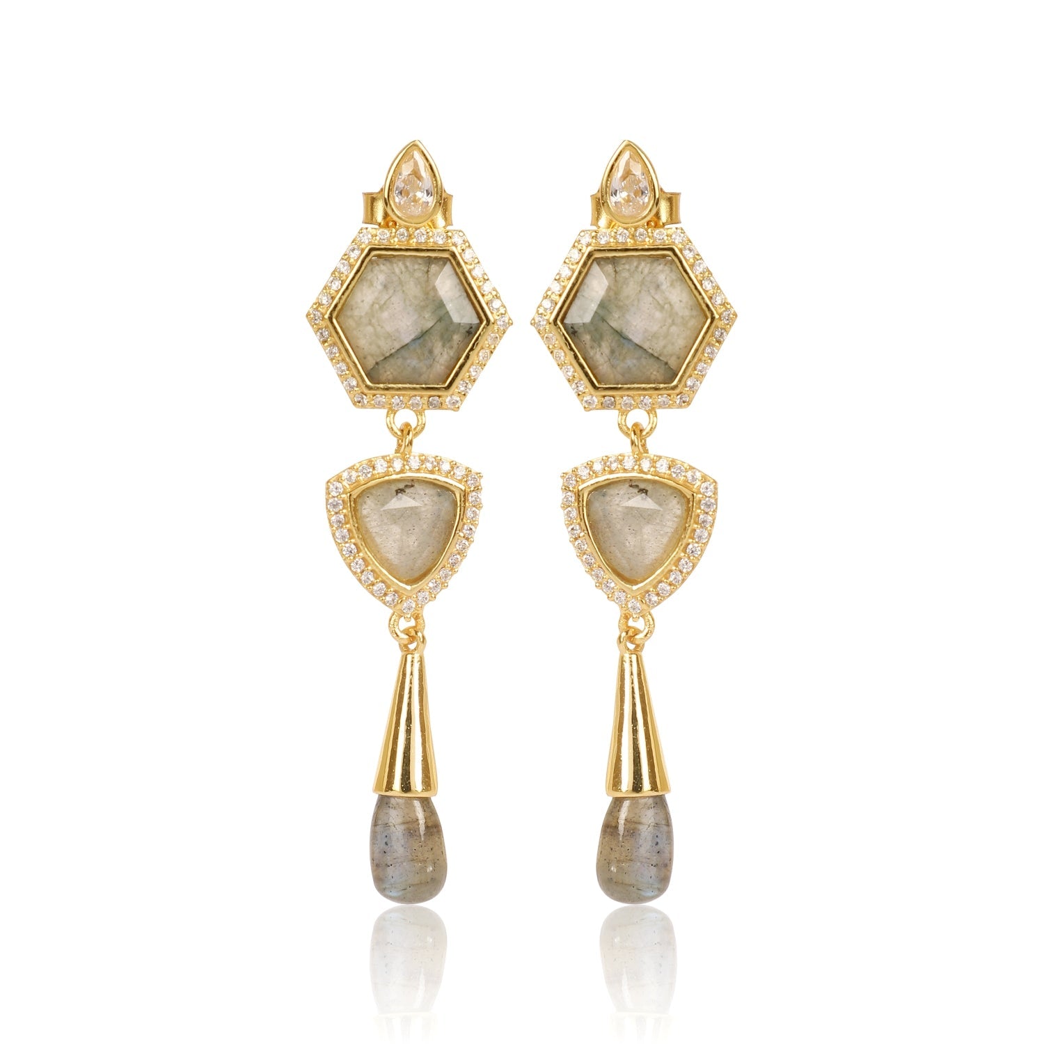 Timeless Radiance Labradorite CZ Earrings & Necklace Party Set