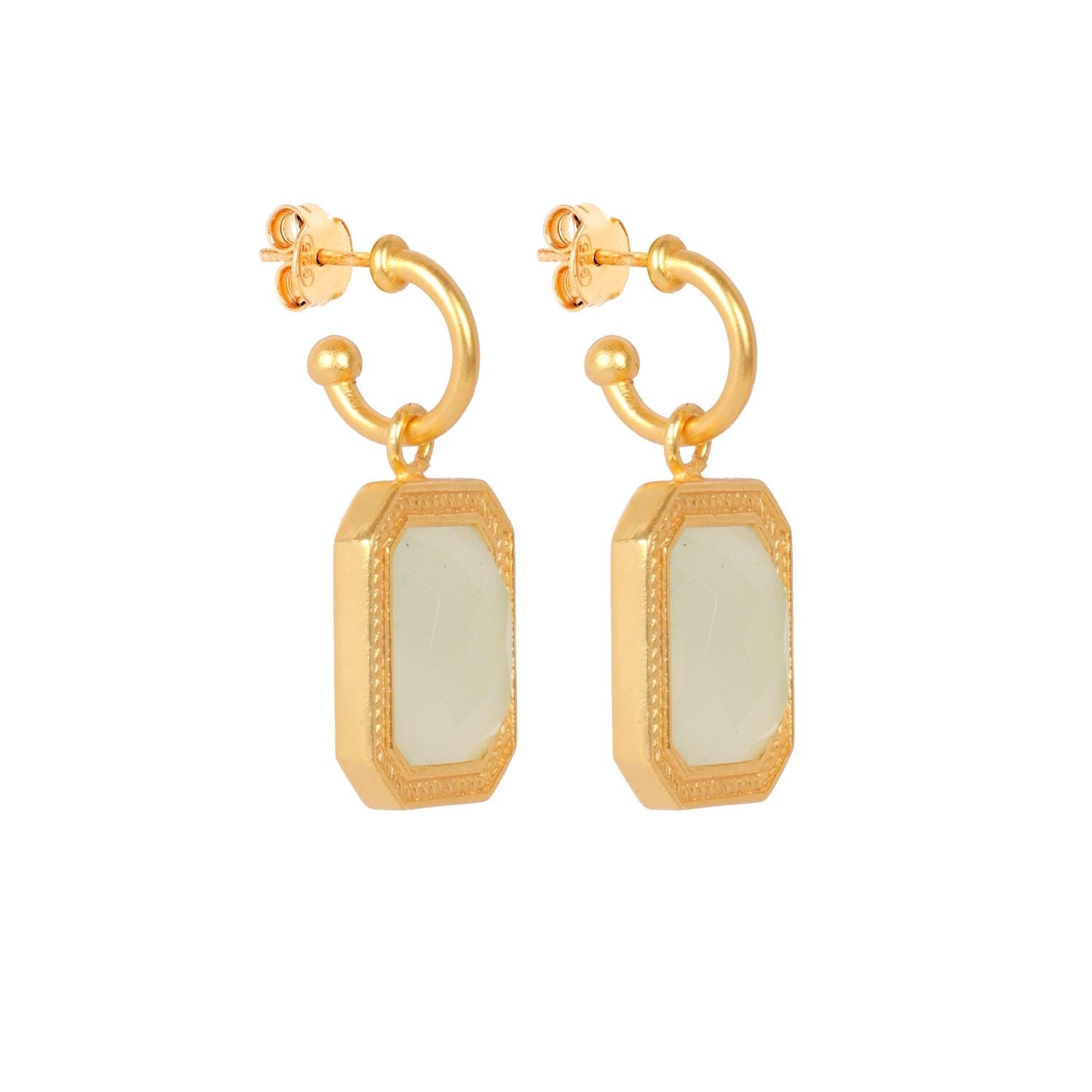 Rectangular Sparkling White Crystal Hoops