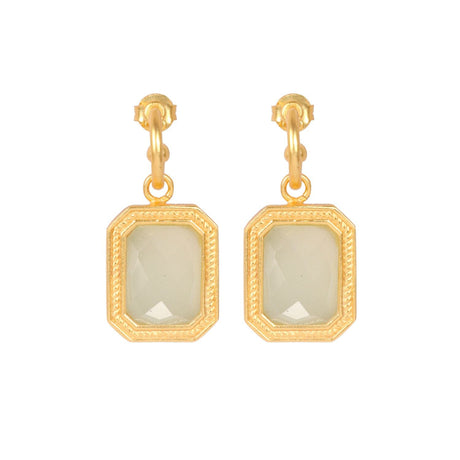 Rectangular Sparkling White Crystal Hoops