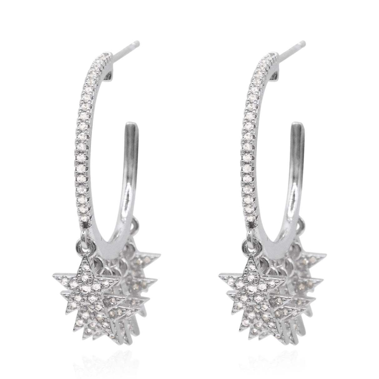 Lyra Star Hoop Earrings | 925 Sterling Silver