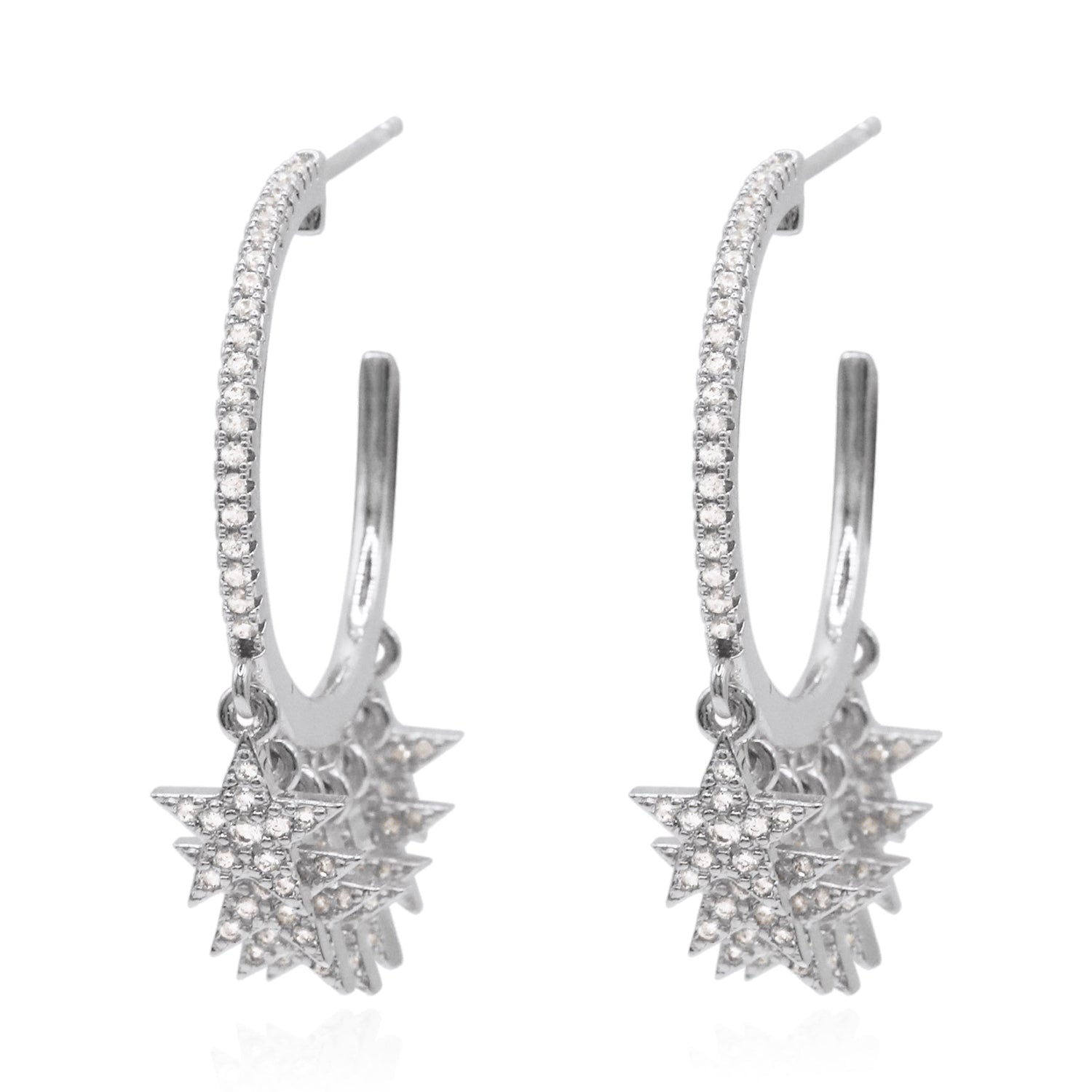 Lyra Star Hoop Earrings | 925 Sterling Silver