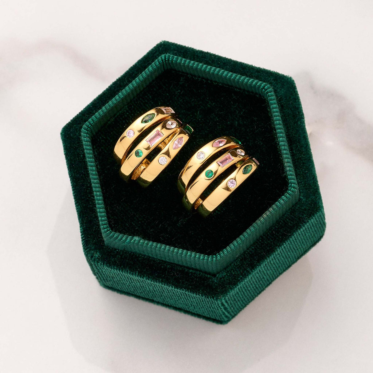 Mila Chunky Illusion Hoop Earrings Flamingo & Gold