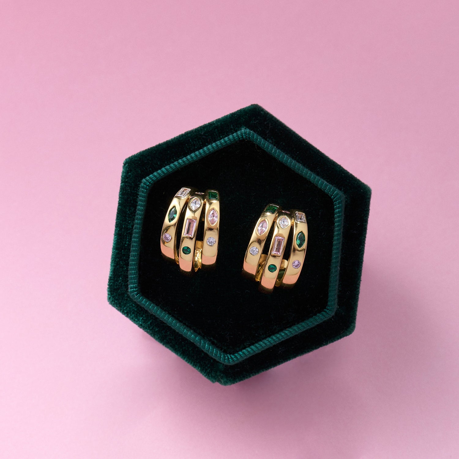Mila Chunky Illusion Hoop Earrings Flamingo & Gold