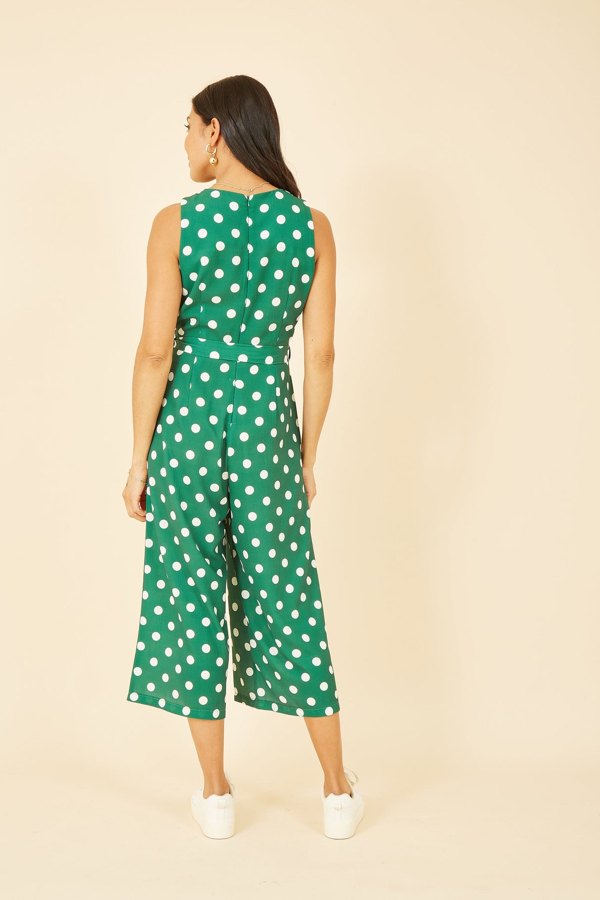 Yumi Green Polka Dot Culotte Jumpsuit