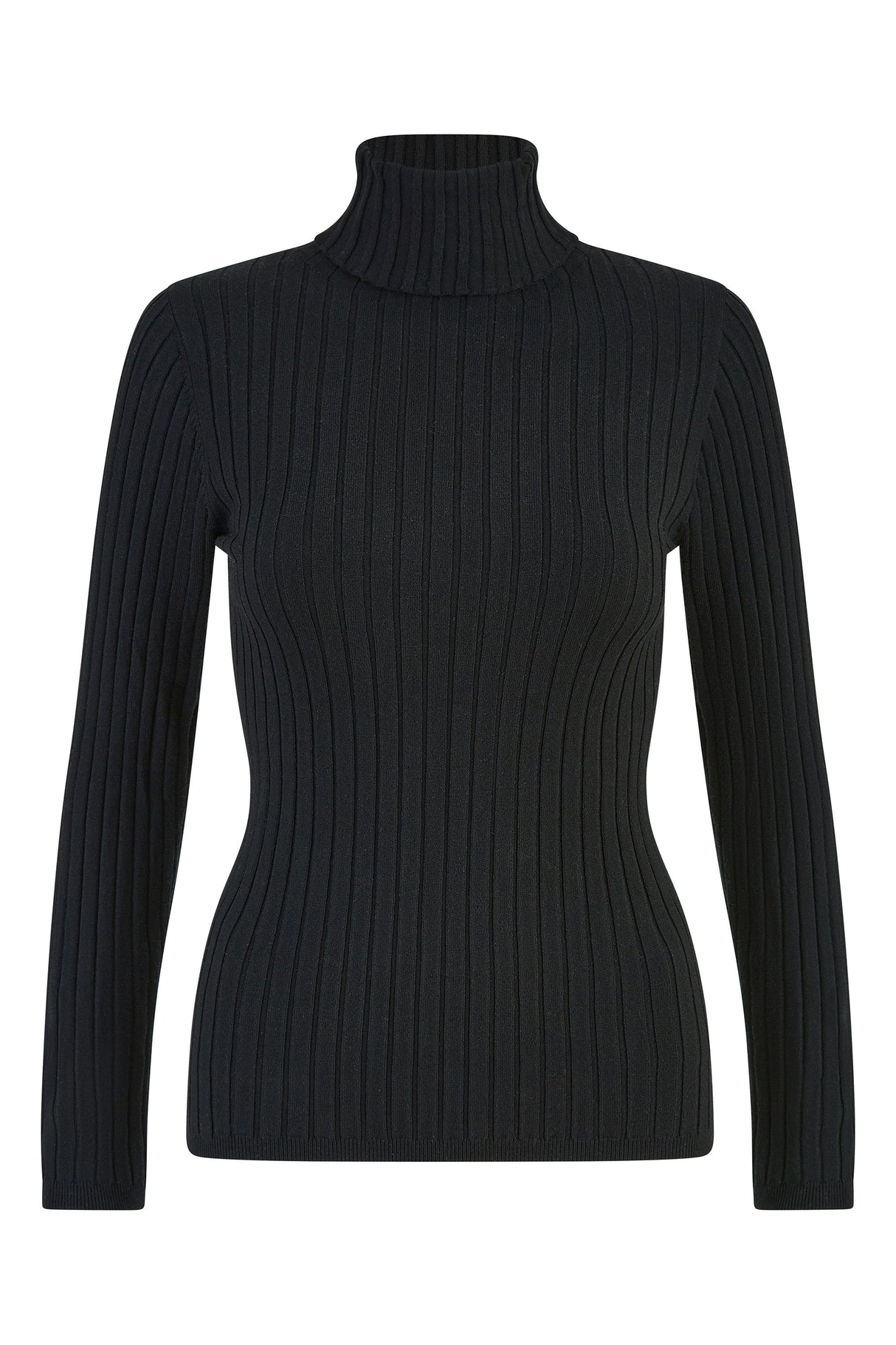 Yumi Black Ribbed Knit Roll Neck Jumper